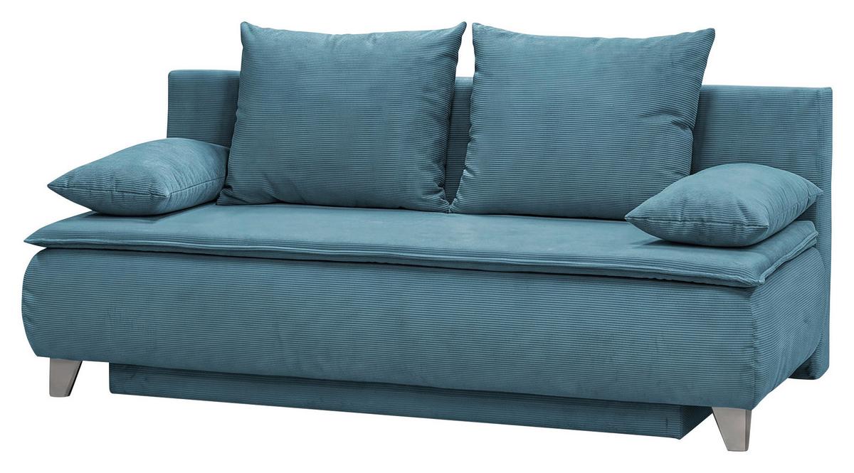 Boxspringová pohovka MONA LUX, azurově modrý manšestr - azurová modrá, Moderní, textil (208/100/106cm) - Mömax