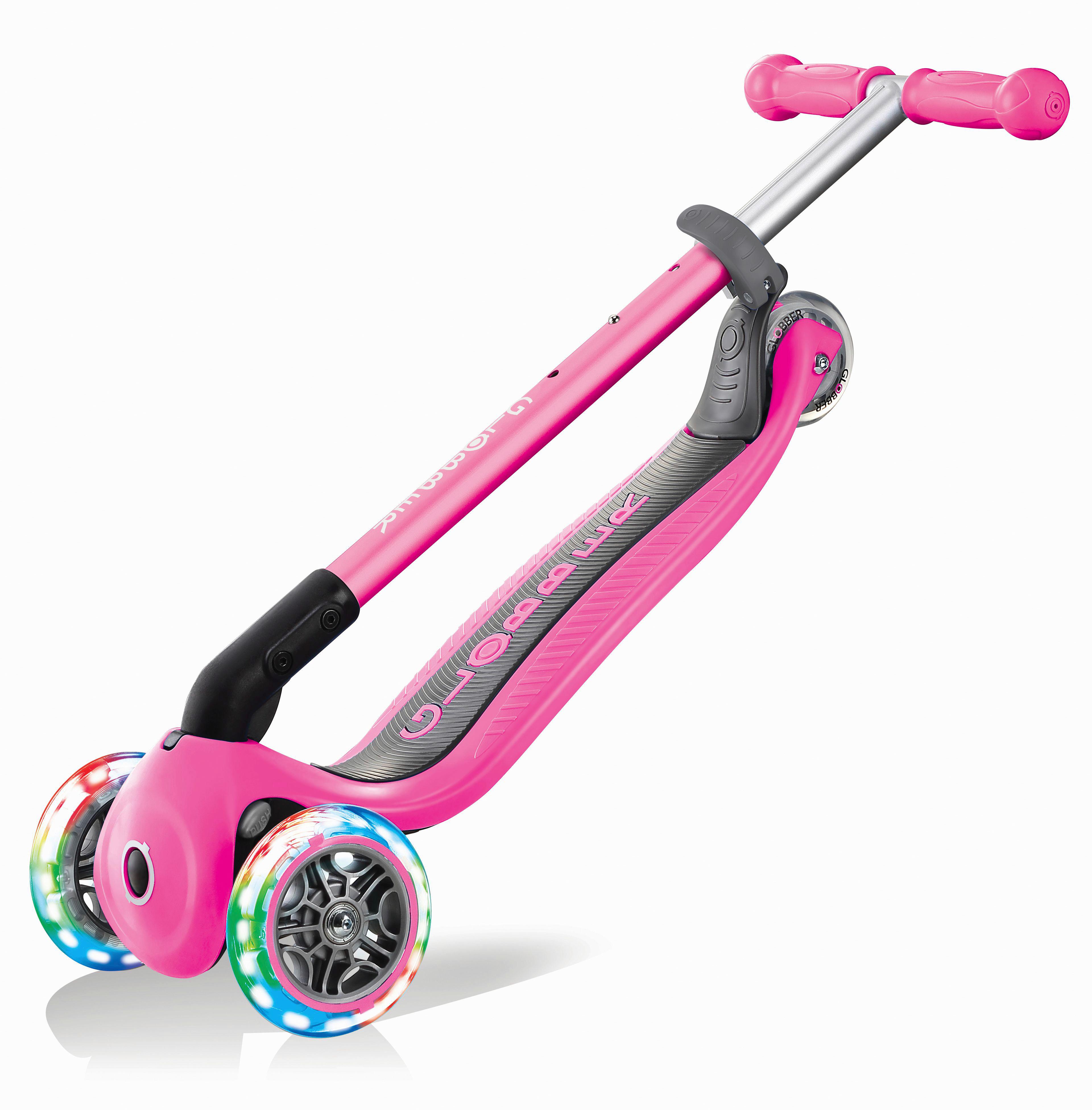 Kinder-Dreiradscooter Globber Primo Pink, Räder mit LED-Licht - Pink, Basics, Kunststoff/Metall (56/28/77,5cm)