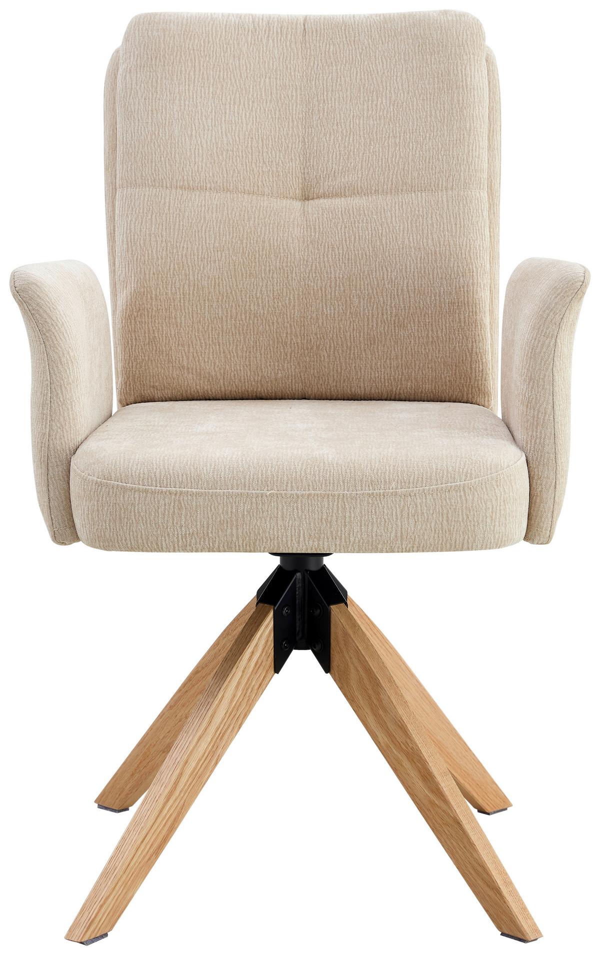 Armlehnstuhl Matei Webstoff Beige, B: 60 Cm - Beige/Naturfarben, KONVENTIONELL, Holz/Textil (60/94/66cm) - Livetastic