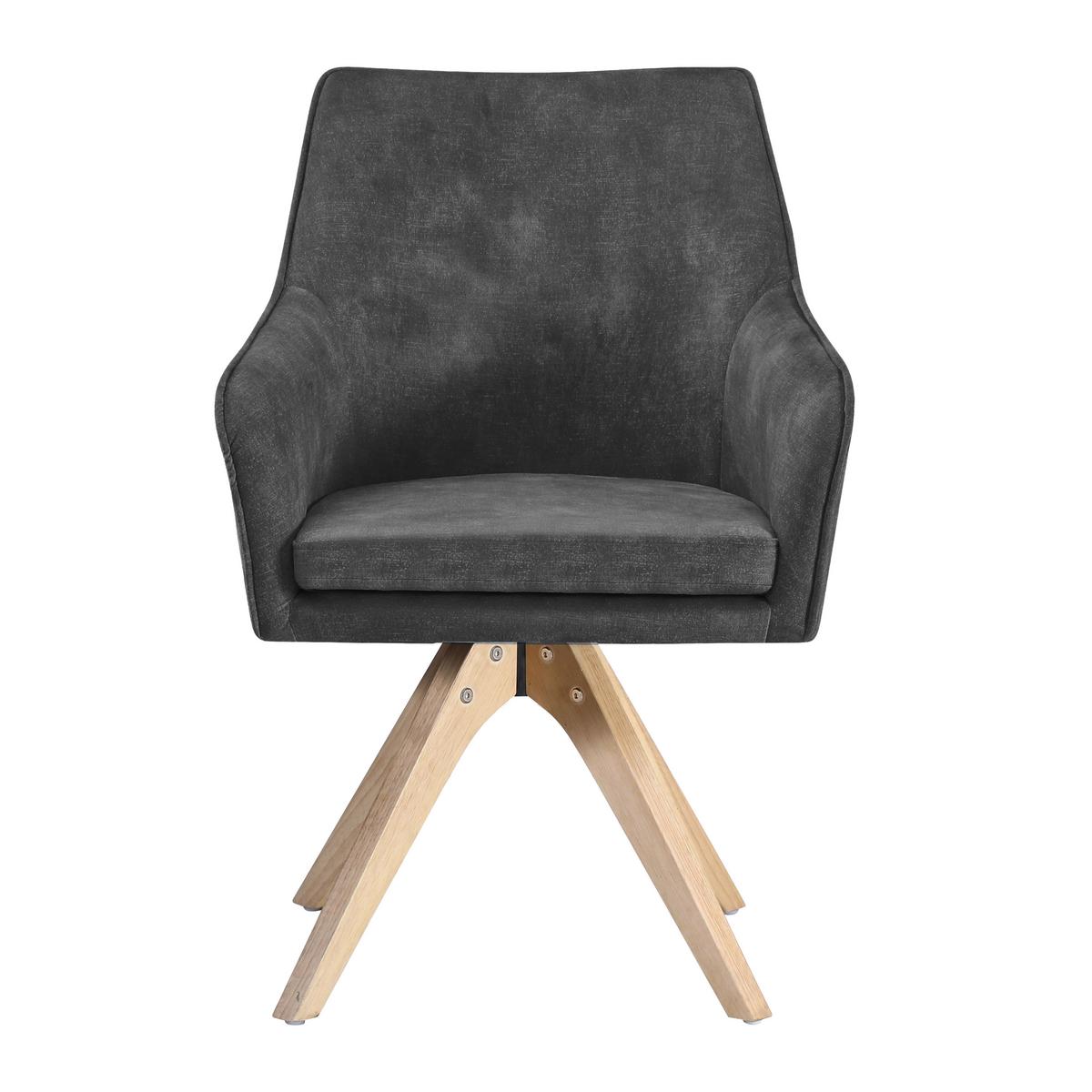 Polsterstuhl Lisa Samt Schwarz Echtholz Beine - Schwarz/Naturfarben, KONVENTIONELL, Holz/Textil (62/83/63cm)