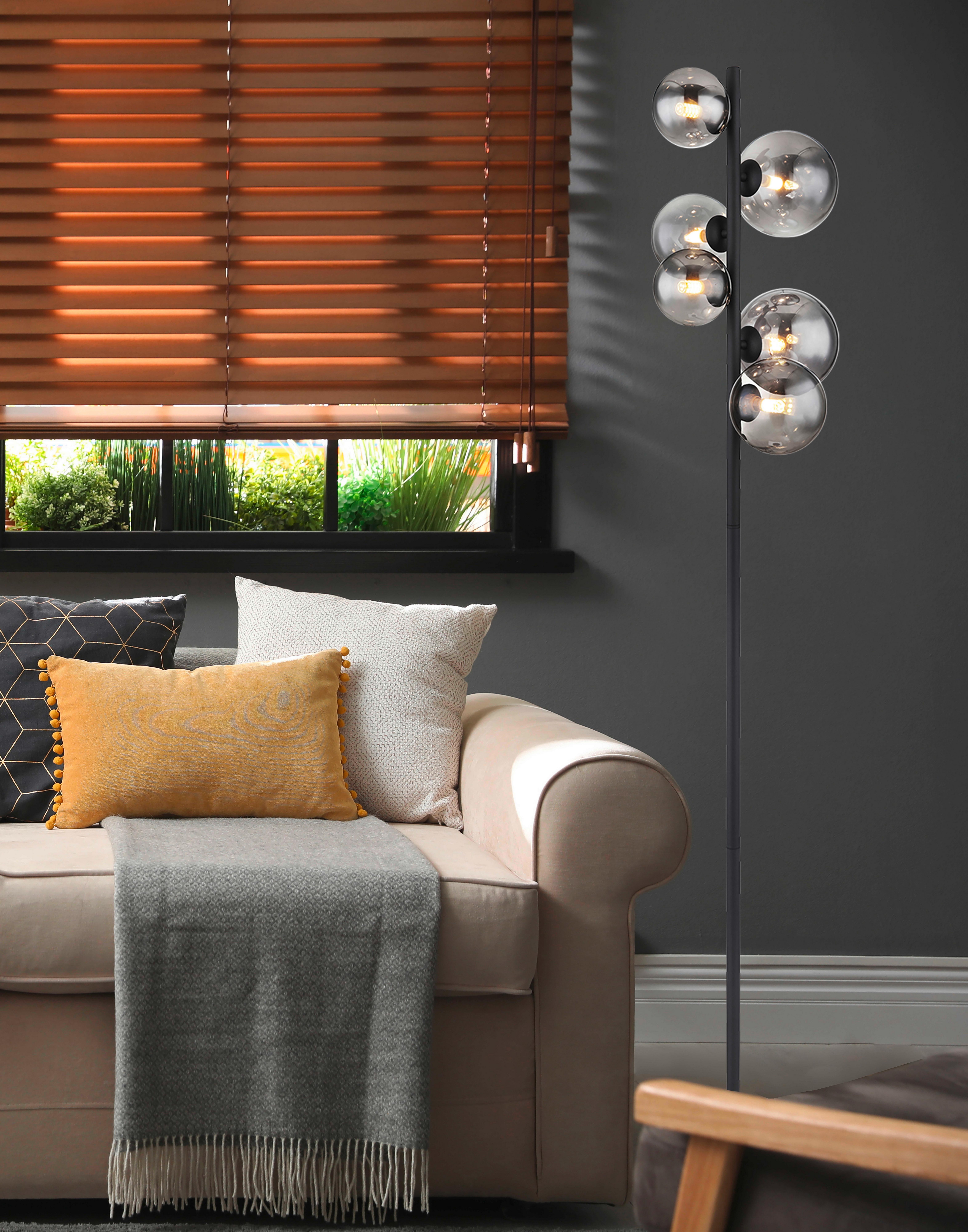 Led Állólámpa 56133-6s - fekete, Design, Üveg/fém (28,5/155cm) - Globo
