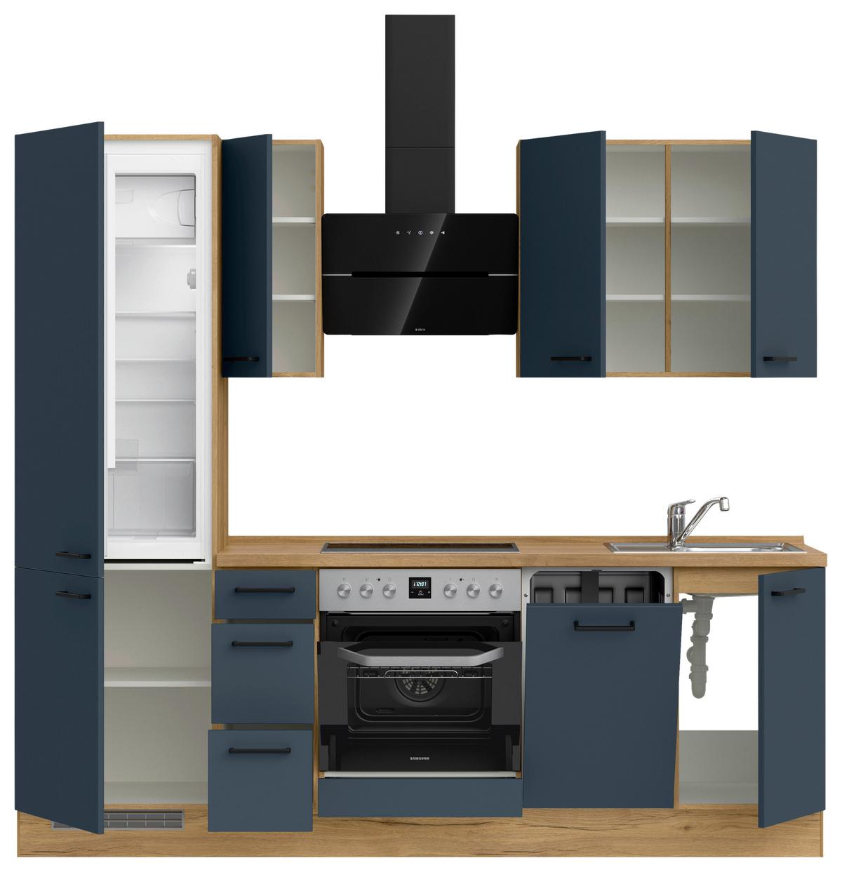 Küchenleerblock Easytouch High-Line, H2 Links - Blau/Eichefarben, MODERN, Holzwerkstoff (240cm) - Nobilia