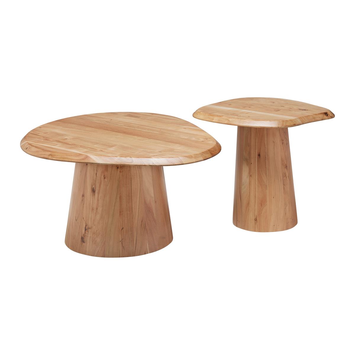 Sada konferečních stolků TREE akácie masiv - barvy akácie, Moderní, dřevo (80/55/40/45/80/55cm) - Premium Living