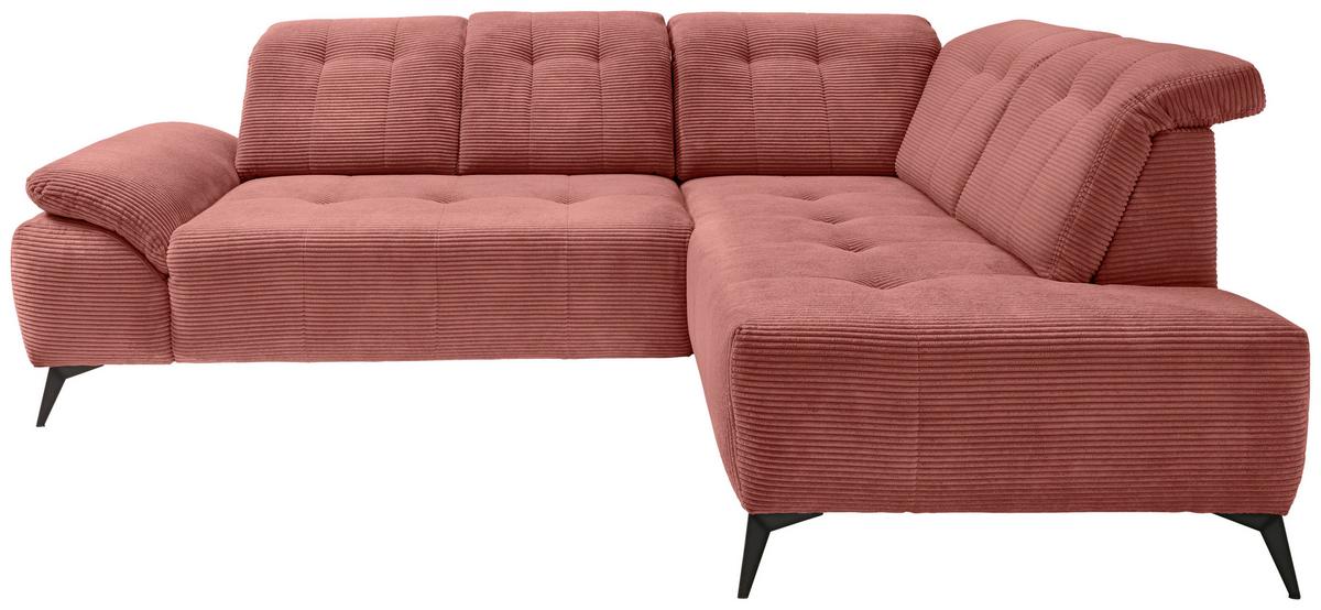 Ecksofa Fiore, Koralle S: 272x200 cm - Koralle/Schwarz, MODERN, Textil (272/200cm) - Livetastic