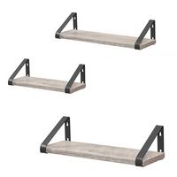 Wandregalset Wall Shelf Set - Greige/Schwarz, MODERN, Holzwerkstoff/Metall (40/11/12cm) - MID.YOU