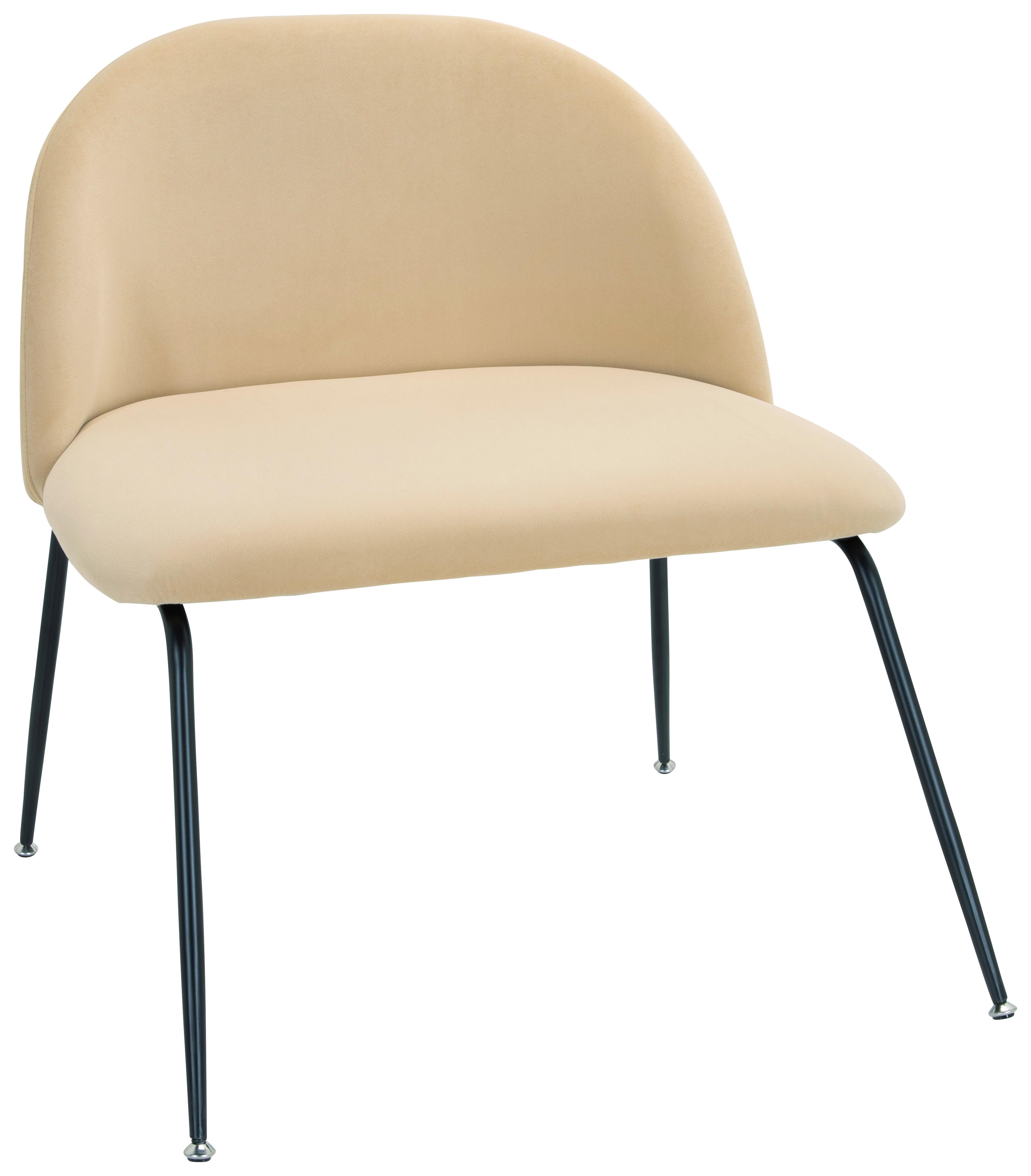 Besucherstuhl Velvo Samt Beige Bis 120 Kg - Beige/Schwarz, Basics, Textil/Metall (72/80/65cm) - MID.YOU