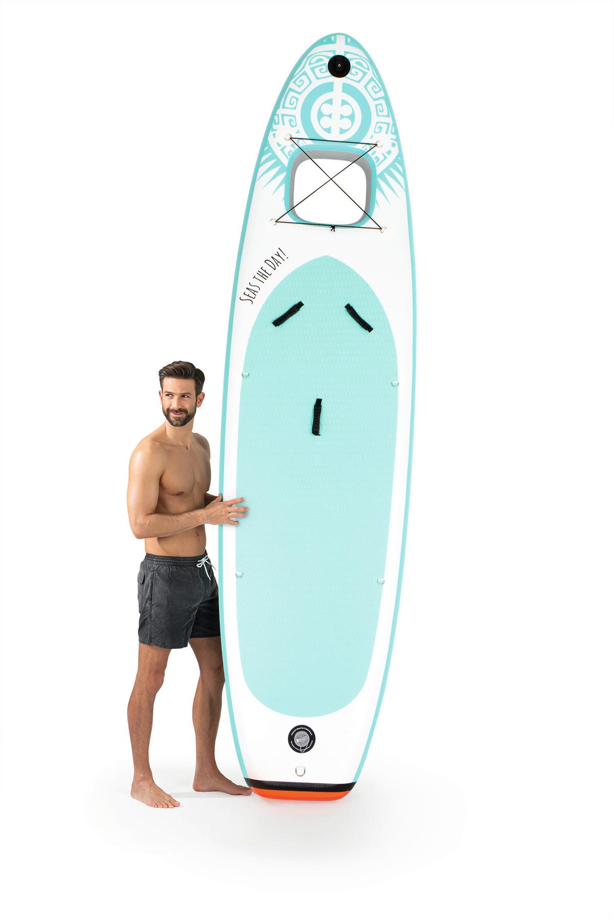 Stand-Up Paddle Aufblasbar Orange/Türkis/Weiß - Türkis/Orange, Basics, Kunststoff (385/81/15cm)