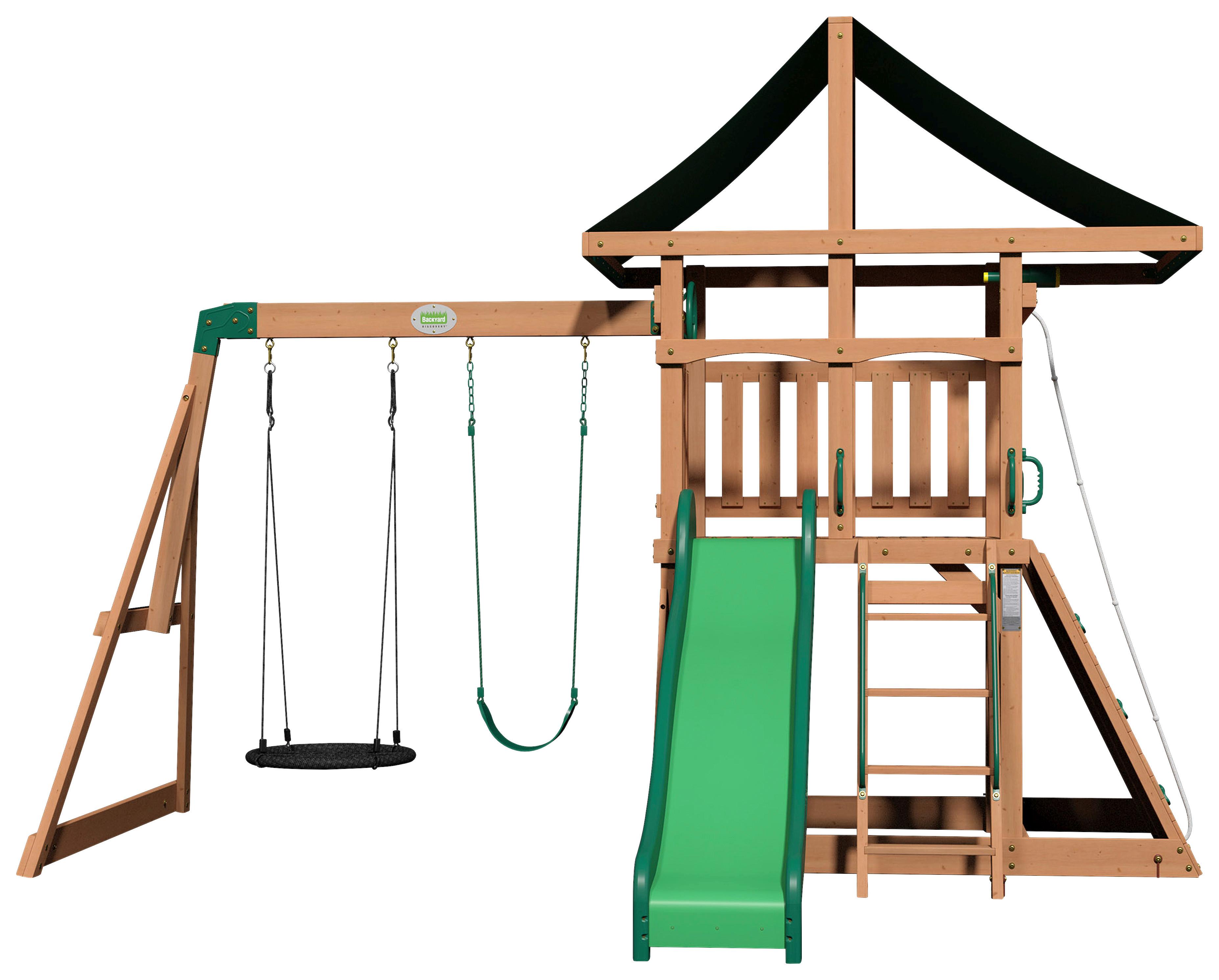 Spielturm Grayson Peak Braun/grün B: 380 Cm - Braun/Grün, KONVENTIONELL, Holz (380/300/410cm) - Ambia Garden