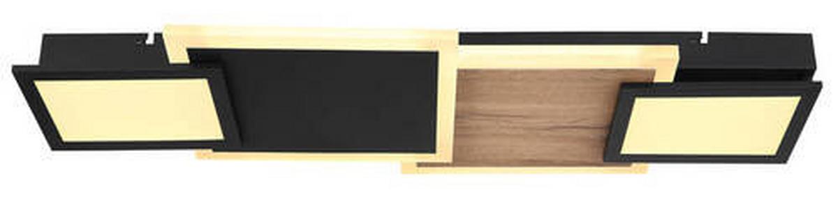 LED-Deckenleuchte 67279-30 - Opal/Schwarz, Design, Holzwerkstoff/Kunststoff (71,5/25/8cm) - Globo