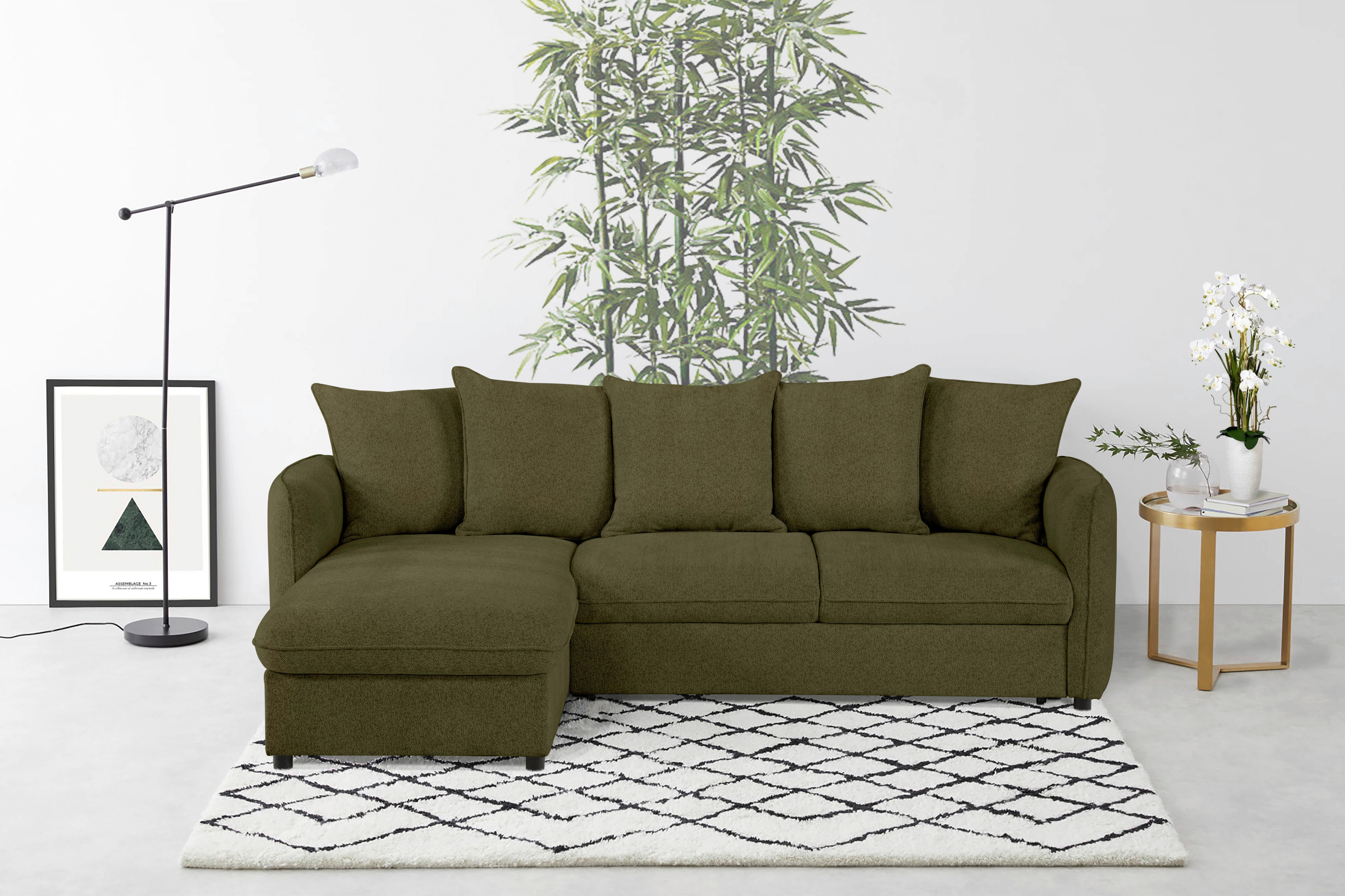 Ecksofa Costo Olivgrün S: 254 cm - Olivgrün, Design, Textil (254/160cm) - MID.YOU