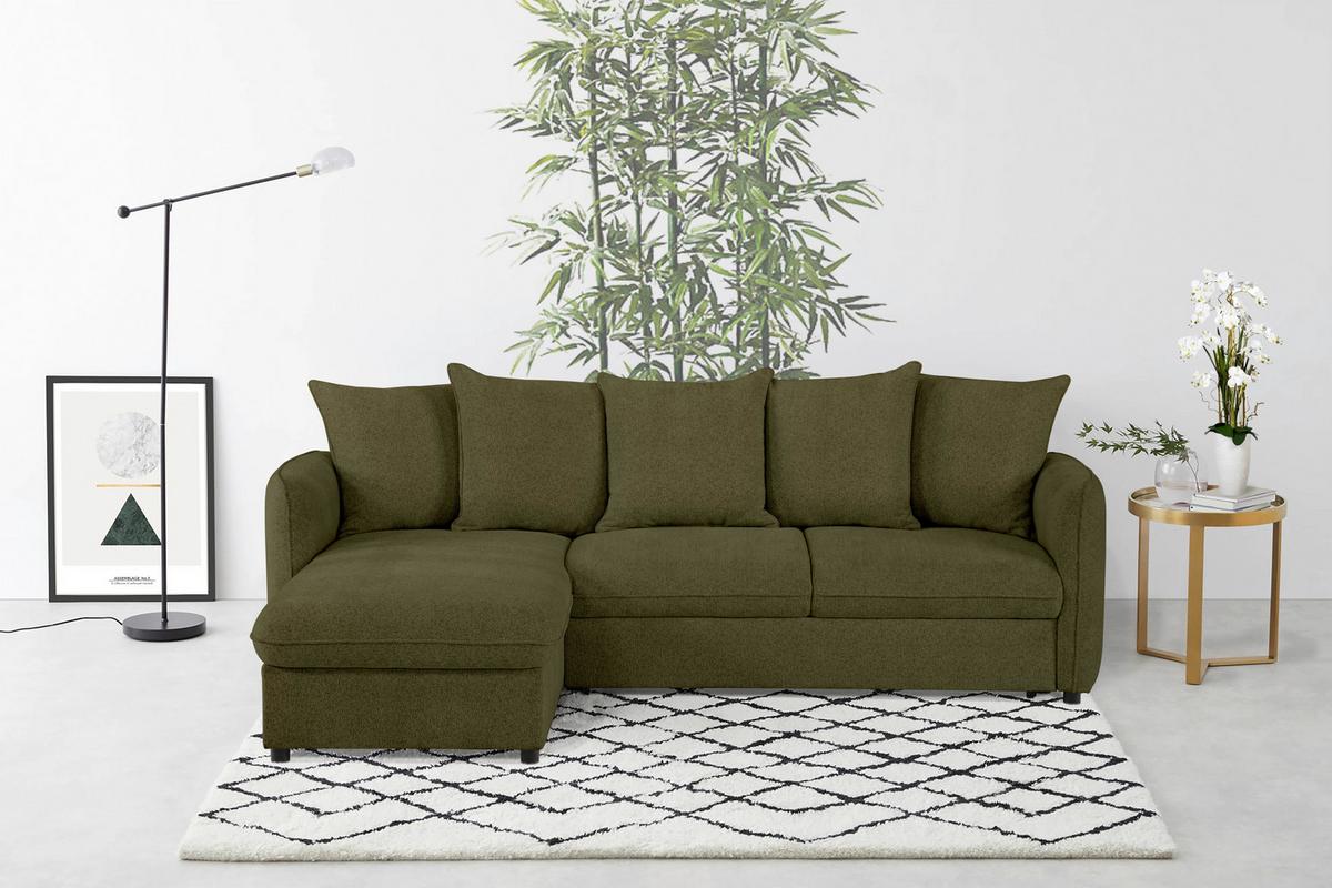 Ecksofa Costo Olivgrün S: 254 cm - Olivgrün, Design, Textil (254/160cm) - MID.YOU