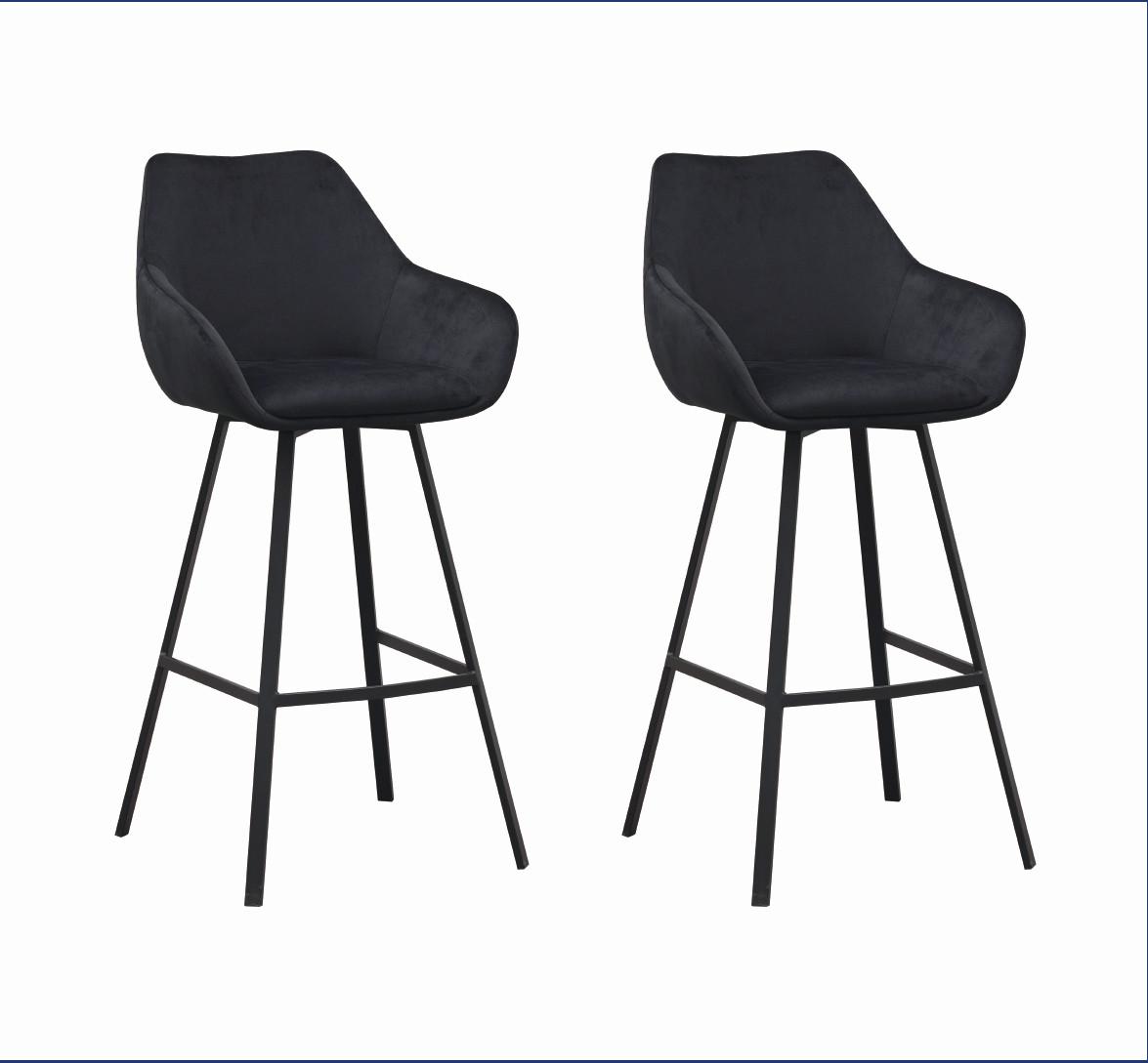 Barhocker-Set Casper Schwarz B: 55 cm - Schwarz, MODERN, Textil/Metall (55cm) - MID.YOU