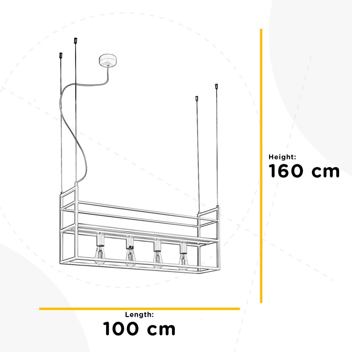 Hängeleuchte Jeffer Weiß Hg L: 100 cm - Weiß Hochglanz, Basics, Metall (100/20/160cm)