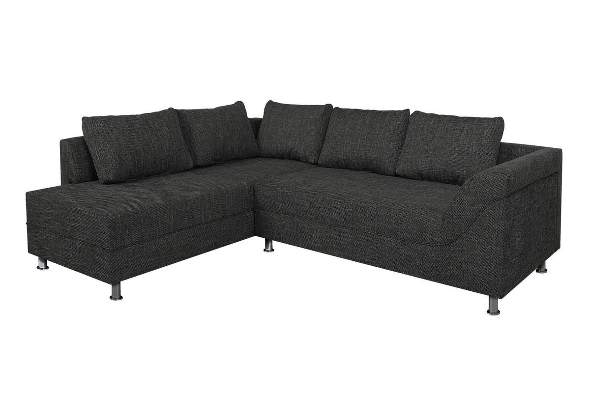 Ecksofa Bern Schwarz 200x267 Cm - Chromfarben/Schwarz, Design, Holzwerkstoff/Textil (200/267cm) - P & B