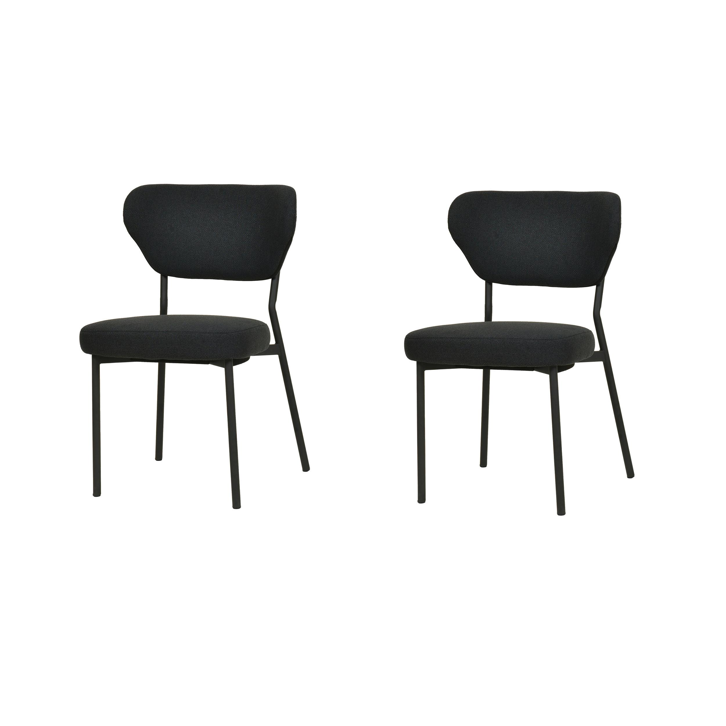 Gartensesselset 2er 2x Duko Stapelstuhl Mit Bezug - Schwarz, Basics, Kunststoff/Textil (52/82/54cm)