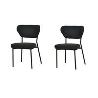 Gartensesselset 2er 2x Duko Stapelstuhl mit Bezug - Schwarz, Basics, Kunststoff/Textil (52/82/54cm)