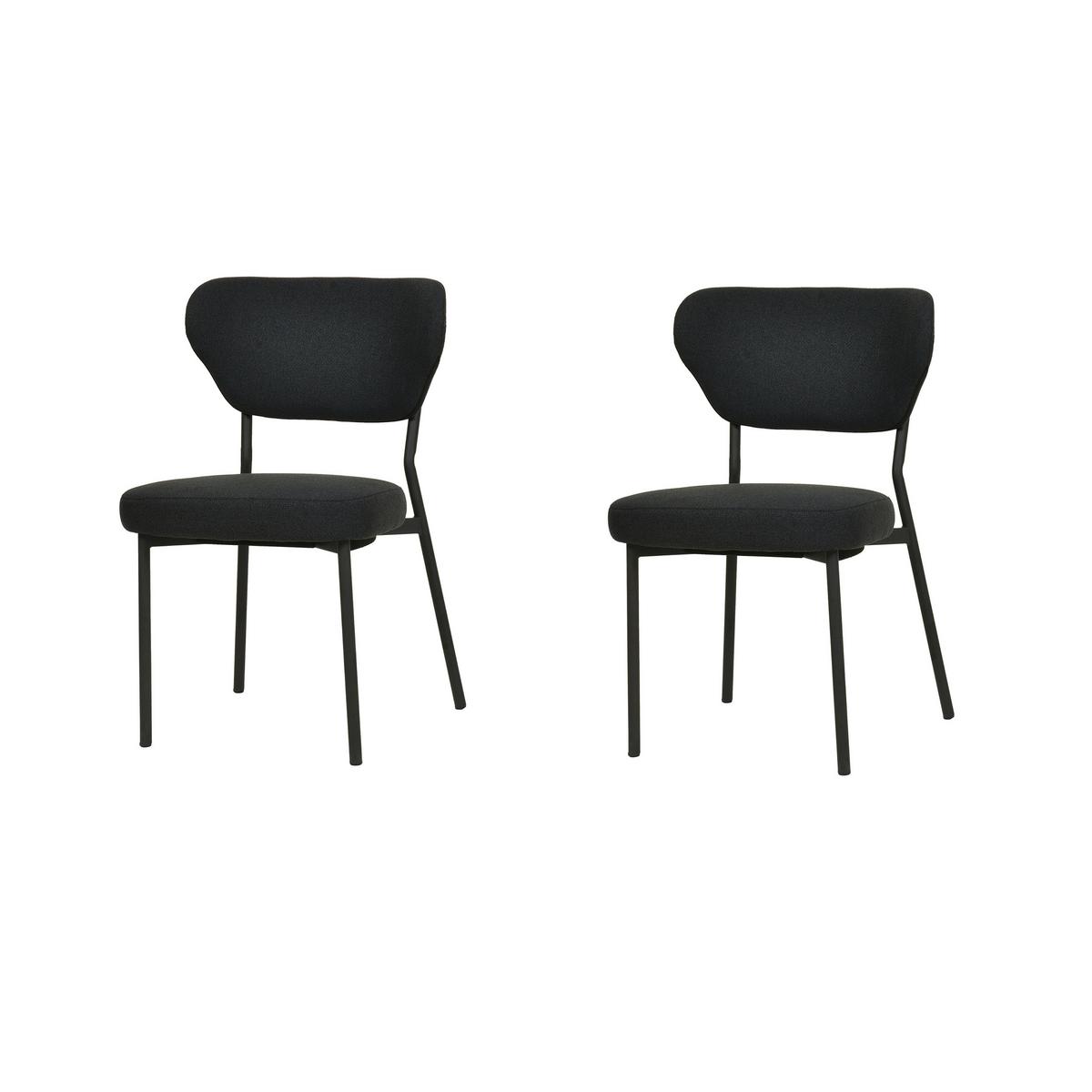 Gartensesselset 2er 2x Duko Stapelstuhl mit Bezug - Schwarz, Basics, Kunststoff/Textil (52/82/54cm)