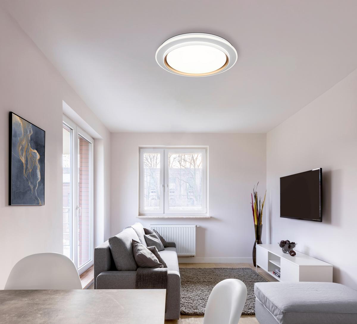 LED-Deckenleuchte 48044  Janice - Opal/Weiß, Design, Kunststoff/Metall (49/7cm) - Globo