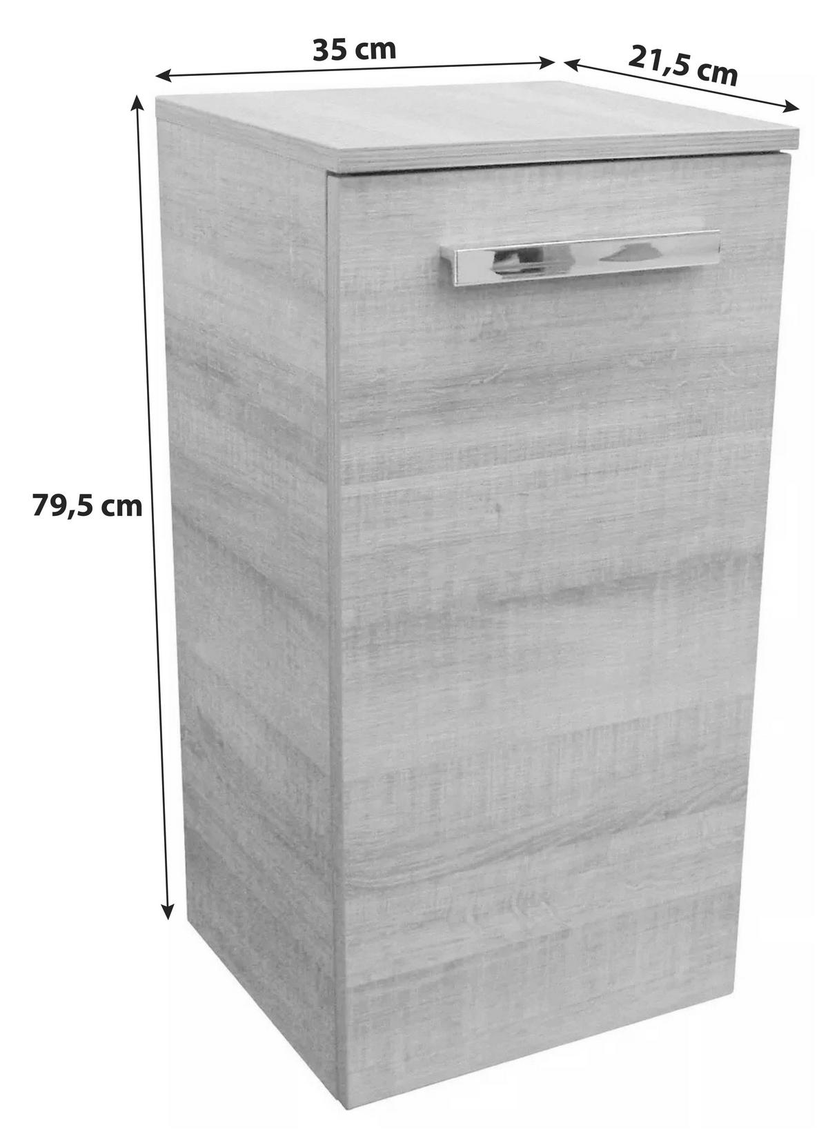 Badezimmer Unterschrank A- Vero BxH 35x69 cm Eichenfarben - Eichefarben, MODERN, Glas/Holzwerkstoff (35/69/32cm) - MID.YOU
