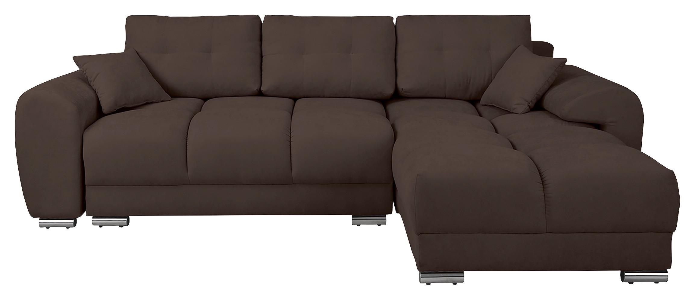 Ecksofa Azzuro Braun S: 256x175 cm - Silberfarben/Braun, Design, Textil (256/175cm) - Livetastic