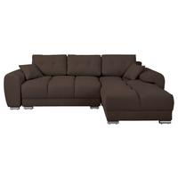 Ecksofa Azzuro Braun S: 256x175 Cm - Silberfarben/Braun, Design, Textil (256/175cm) - Livetastic