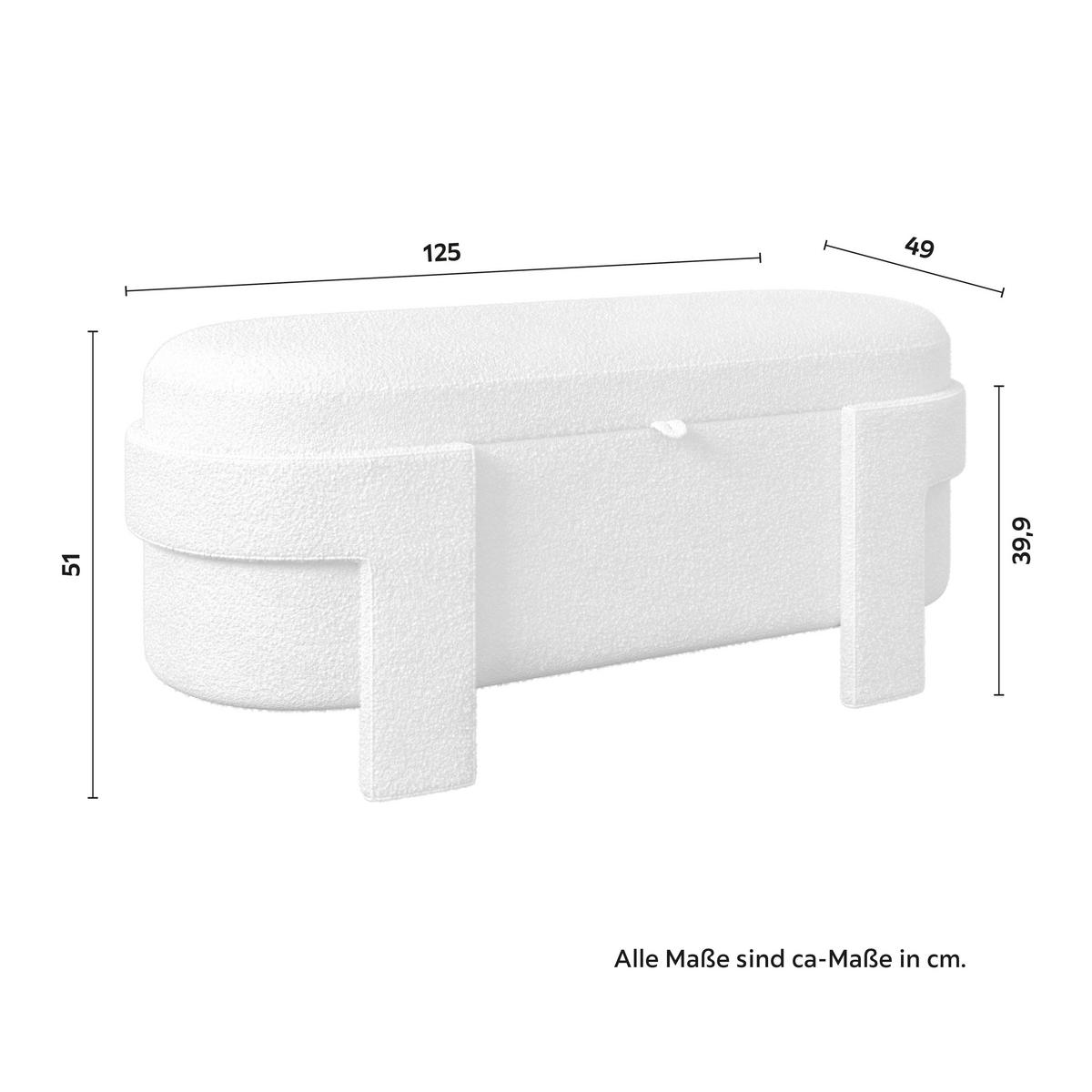 Čalouněná taburetka BENJI s úlož.prostorem, slonovinová - slonovinová, Moderní, dřevo/textil (125/51/49cm) - Bessagi Home