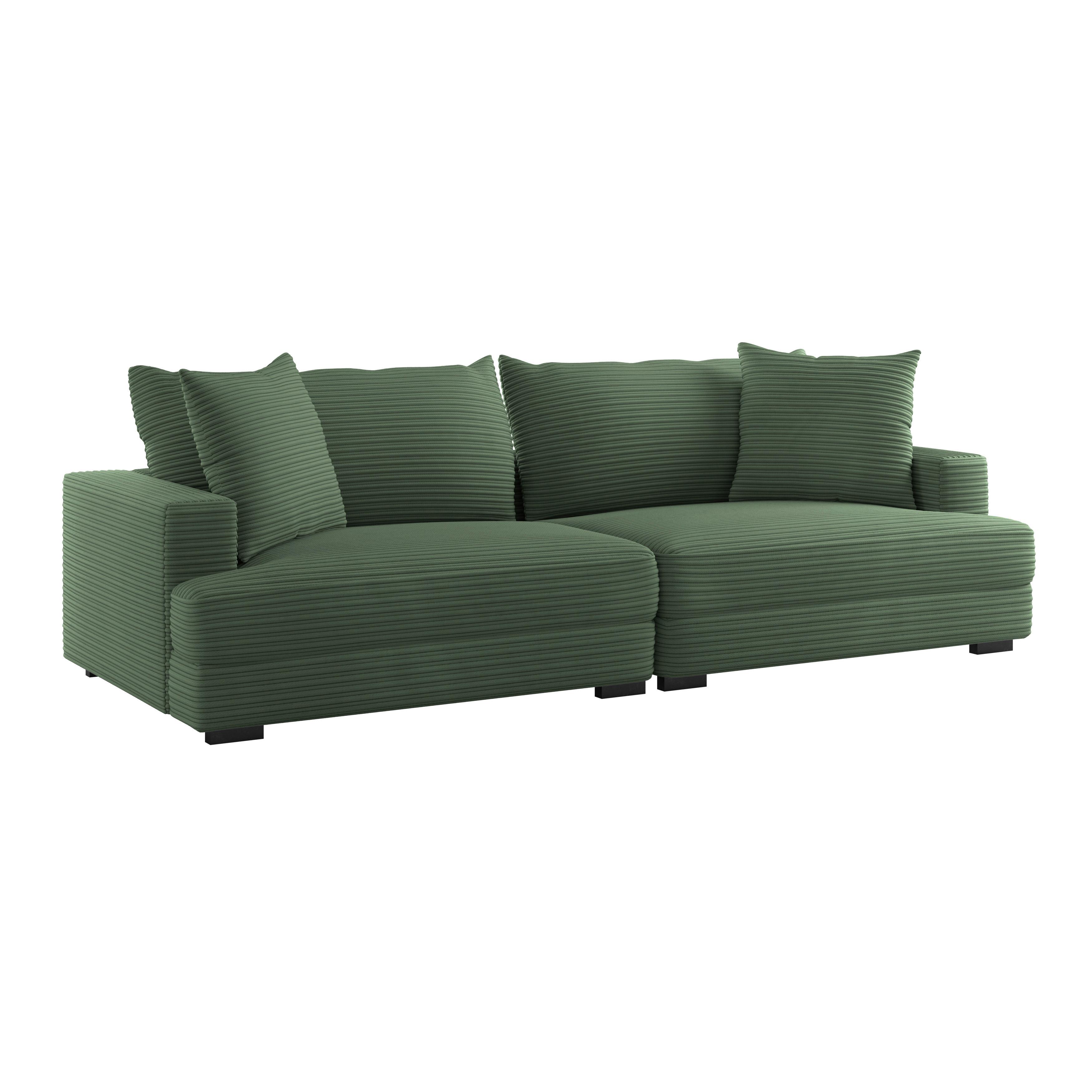 Big Sofa Pelle Mit Kissen B: 261 Cm Grün - Wengefarben/Grün, Trend, Textil (261/124cm) - Luca Bessoni