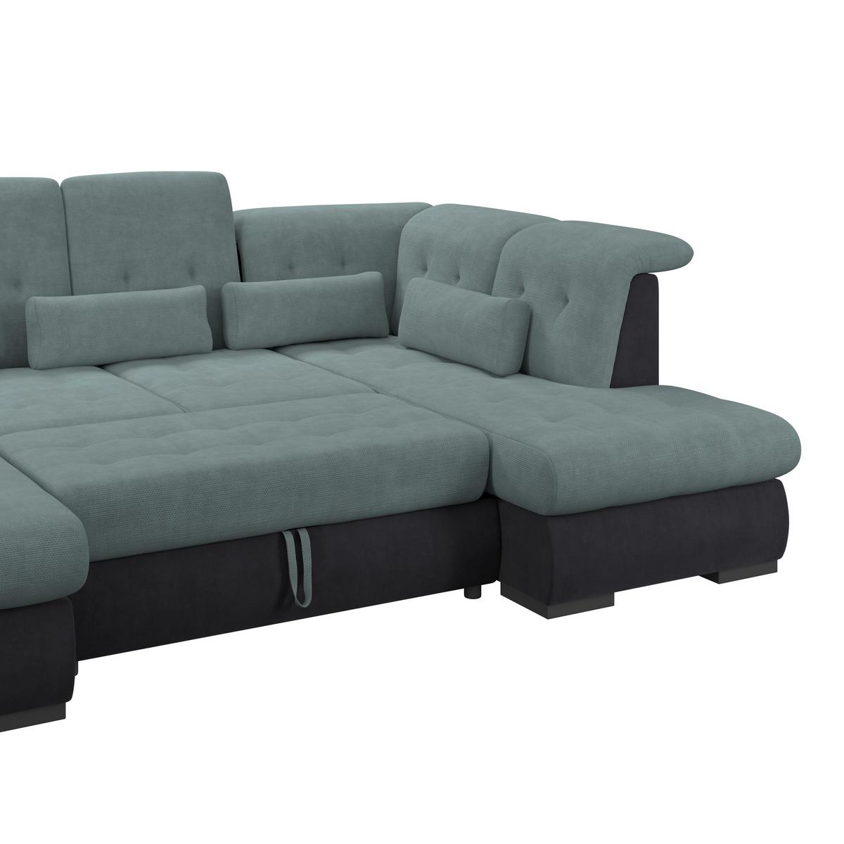 Wohnlandschaft Madera Blaugrün S: 358x212 cm - Blau/Anthrazit, KONVENTIONELL, Kunststoff/Textil (190/358/212cm)