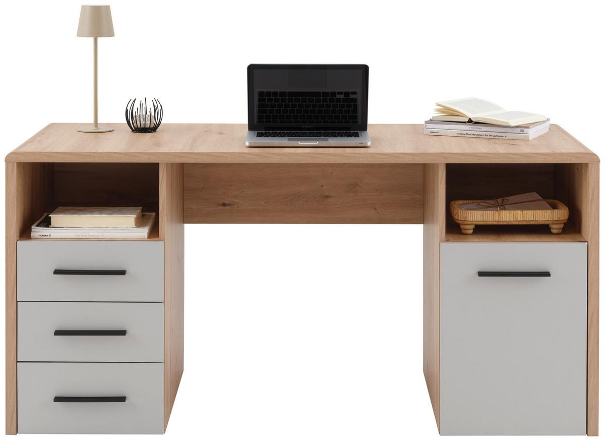 Schreibtisch Fontana Plus B: 150cm, Eichefarben/kaschmir - Kaschmir/Eichefarben, MODERN, Holzwerkstoff (150/75,5/60cm)