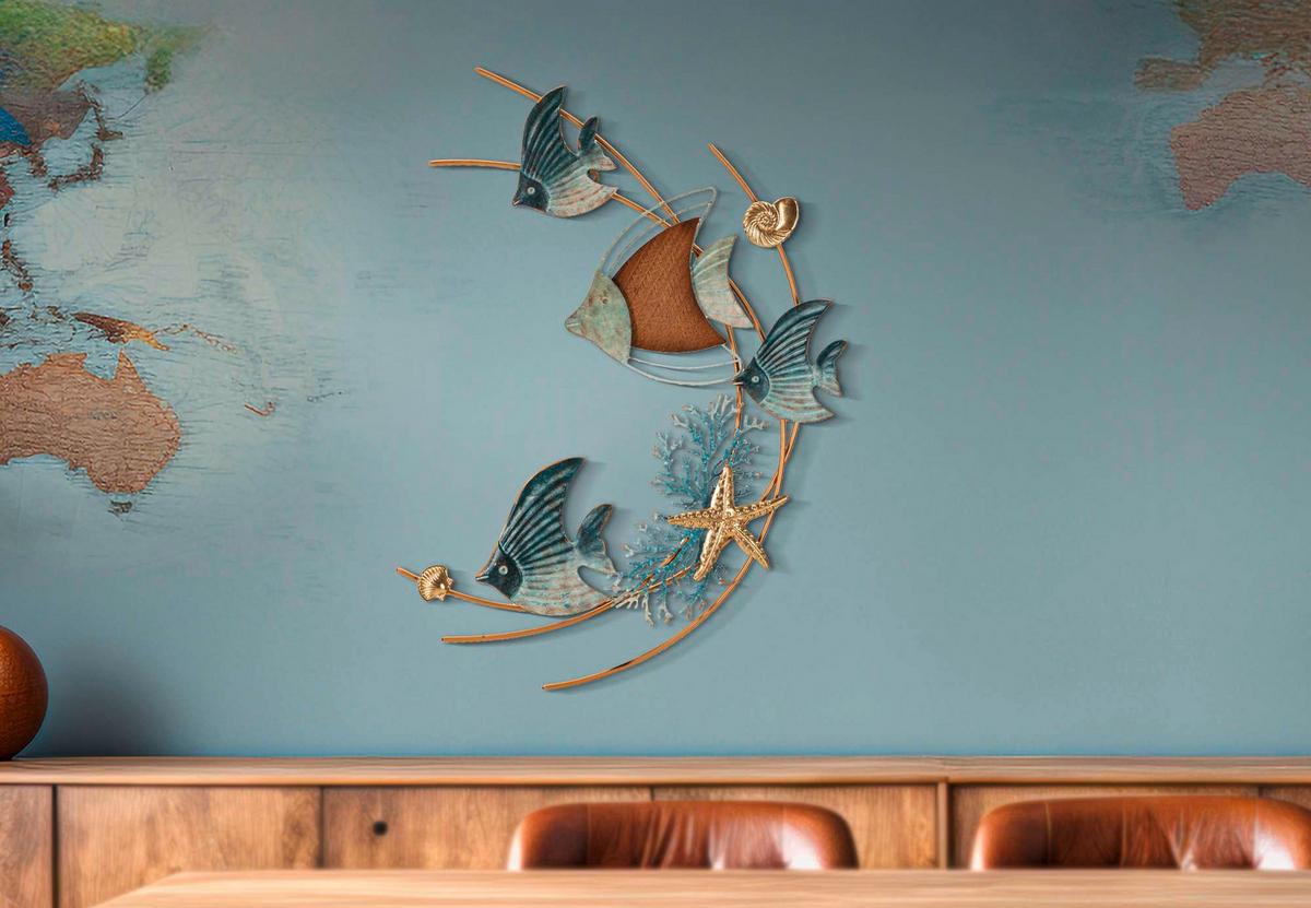 Wanddeko Dory Goldfarben, Grautöne B: 61 cm - Goldfarben/Grau, Basics, Holzwerkstoff/Metall (61/86/5cm)