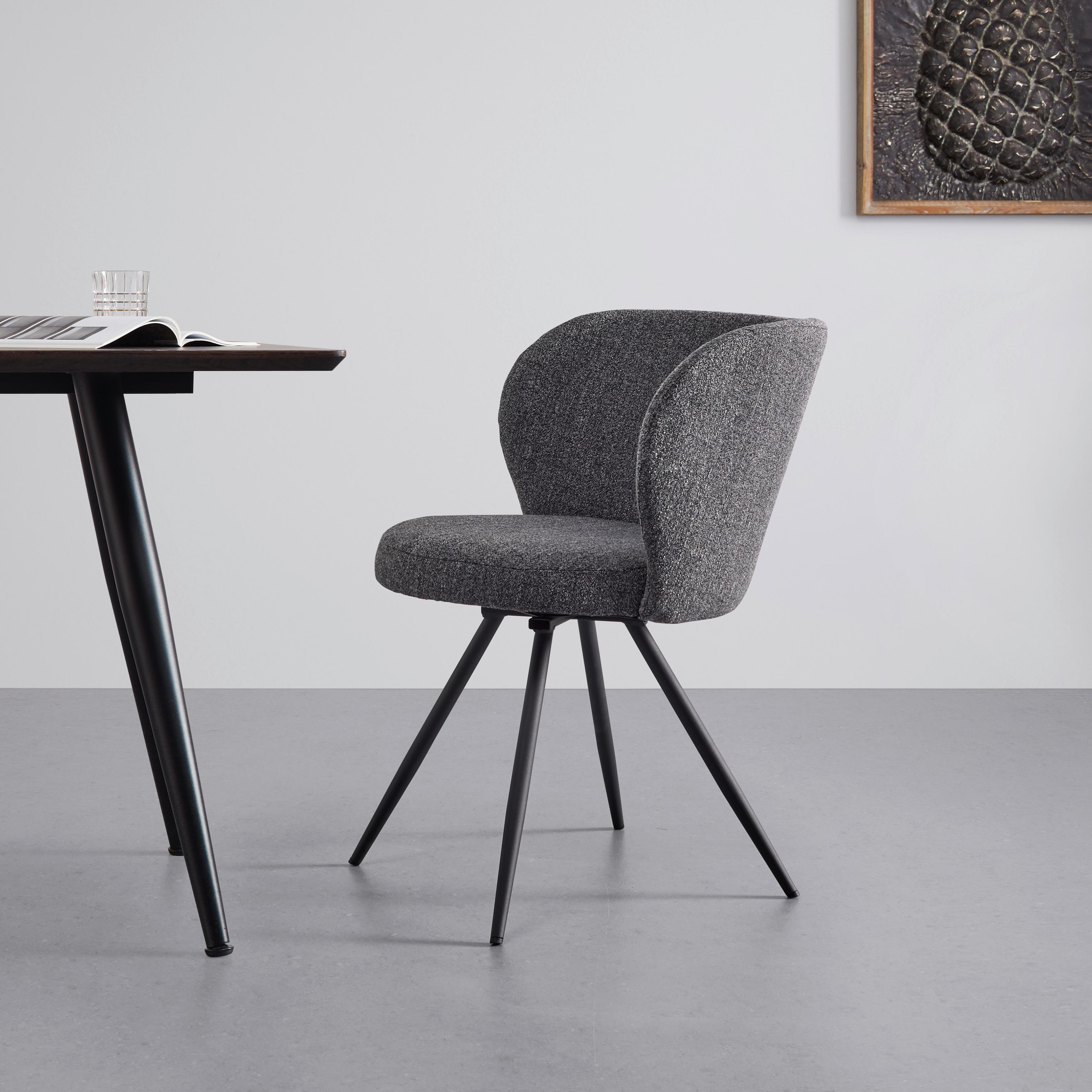 Židle s otočným sedákem CARLINA tmavě šedá - černá/tmavě šedá, Moderní, kov/dřevo (60/79/59cm) - Bessagi Home
