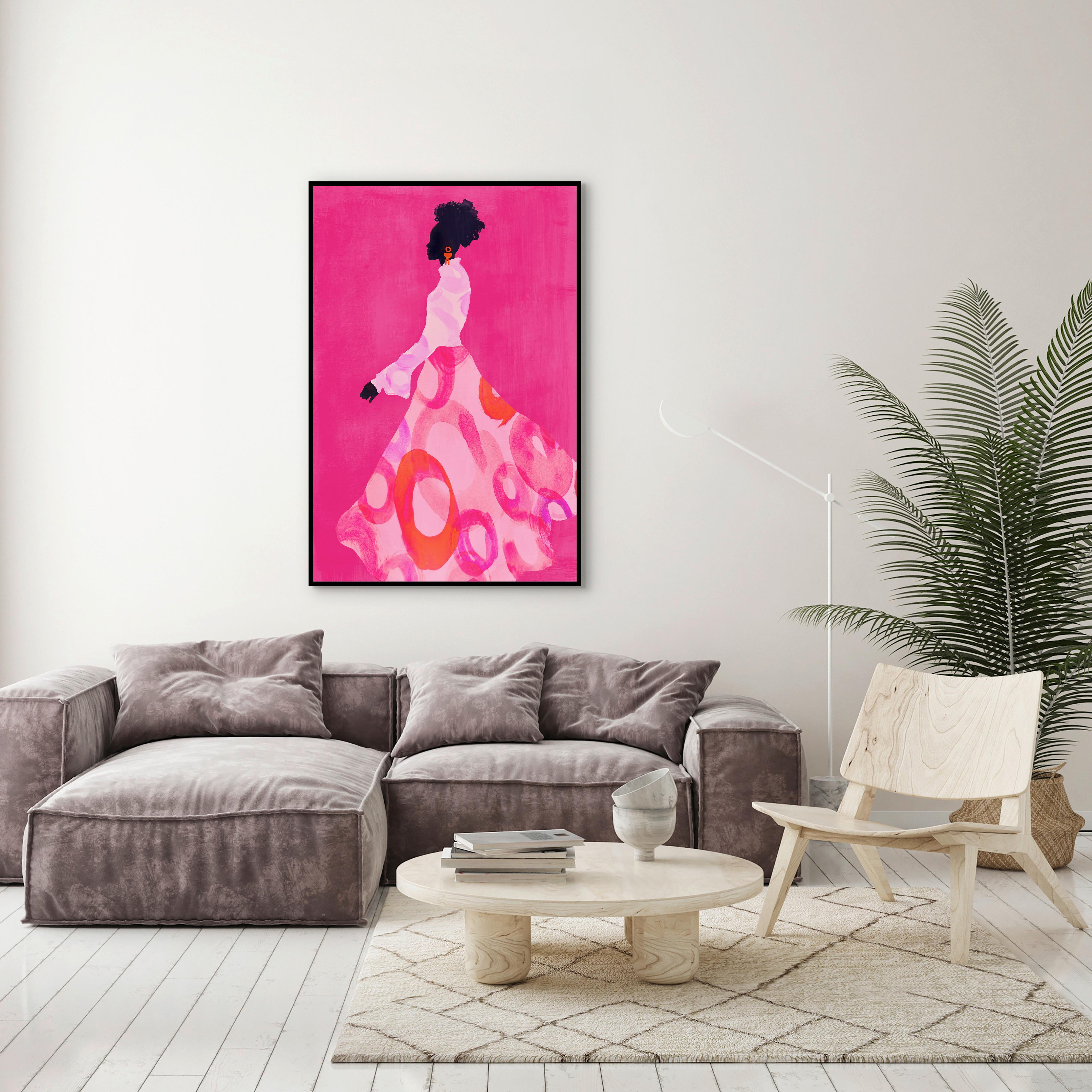 Obraz na plátne Denise, ca. 60/90cm - pink/čierna, Modern, kompozitné drevo/textil (60/90cm) - Premium Living