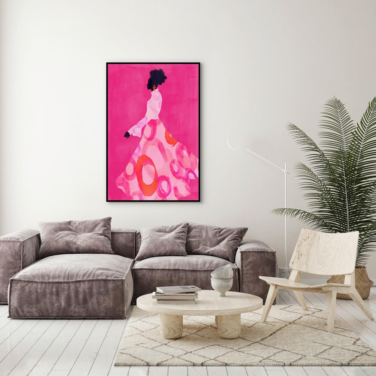 Obraz na plátně Denise, ca. 60/90cm - pink/černá, Moderní, kompozitní dřevo/textil (60/90cm) - Premium Living