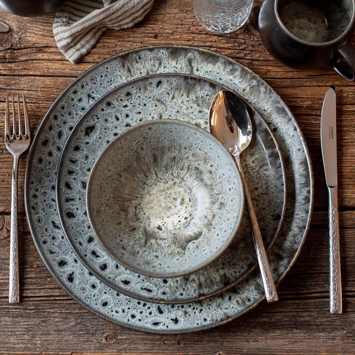 Desserettellerset Carellia Steingut, Grau, 4-Teilig - Grau, Basics, Keramik (23/2,4cm) - Mäser