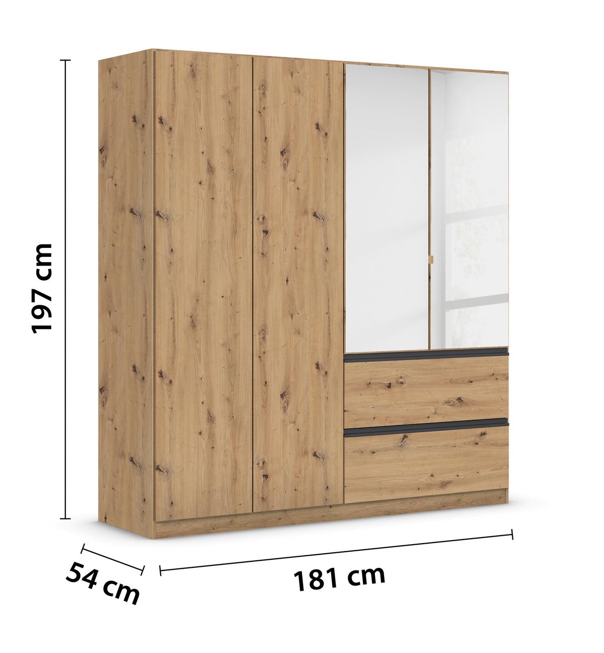 Drehtürenschrank Costa Eiche Artisan Dekor - Eiche Artisan, MODERN, Holzwerkstoff (181/197/54cm) - Rauch Möbel