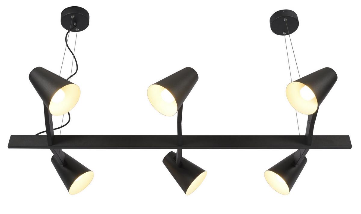 Hängeleuchte Biarritz H: 67 cm 6-Flammig Schwenkbar/Kürzbar - Schwarz, Design, Metall (120/26/67cm) - It's about Romi