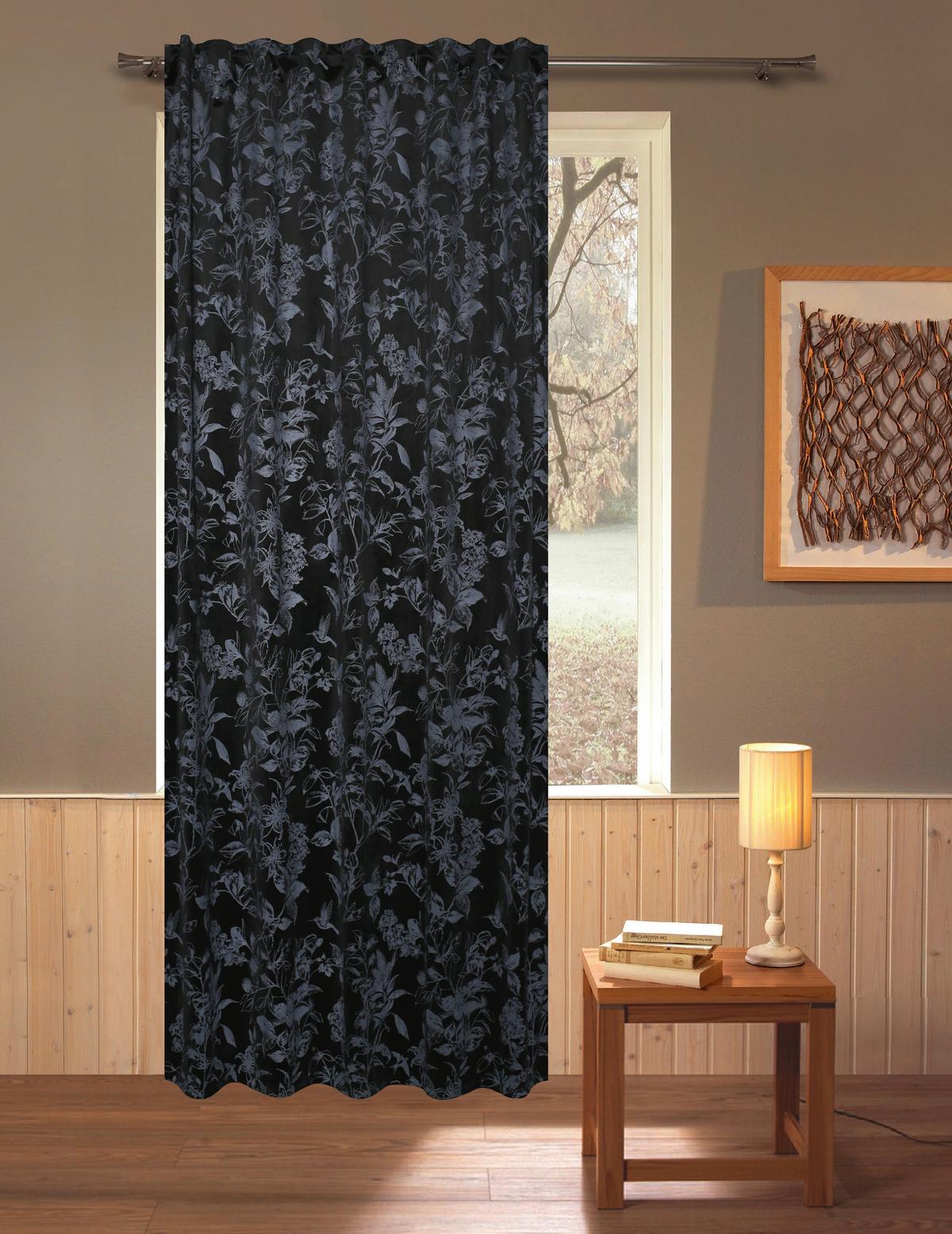 Fertigvorhang Ellies - Schwarz, ROMANTIK / LANDHAUS, Textil (135/245cm) - James Wood