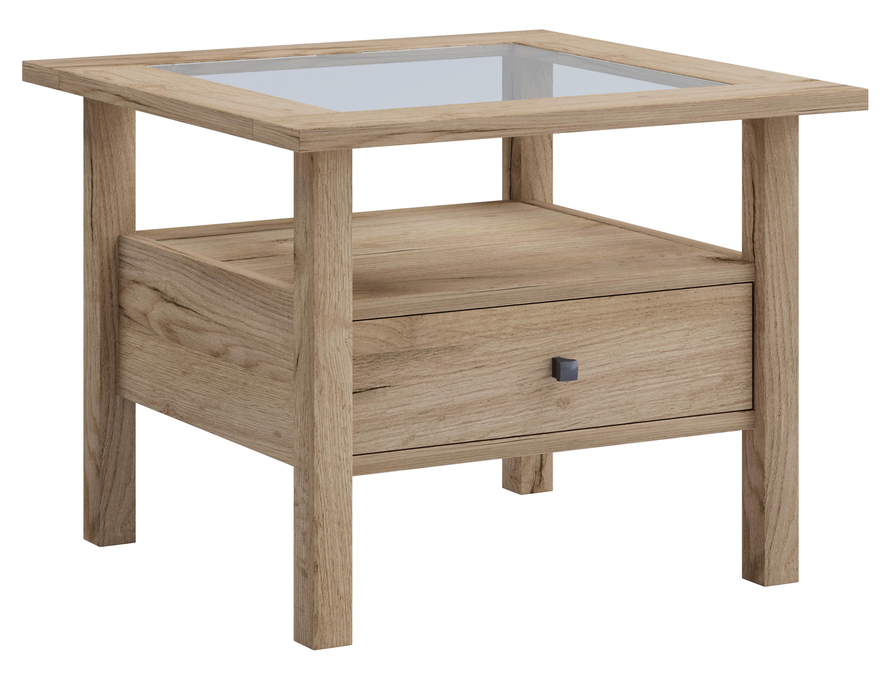 Couchtisch Lingis Honigeiche Dekor - Honigeiche, LIFESTYLE, Glas/Holzwerkstoff (54/42/54cm) - MID.YOU