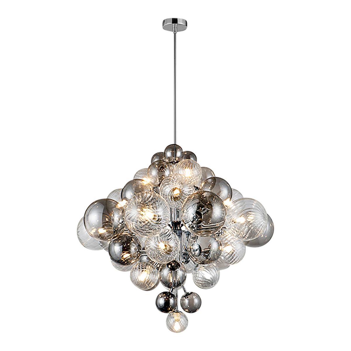 Hängeleuchte H: 155 Cm 20-Flammig Mit Rauchglas - Design, Glas/Metall (75/120cm) - Näve