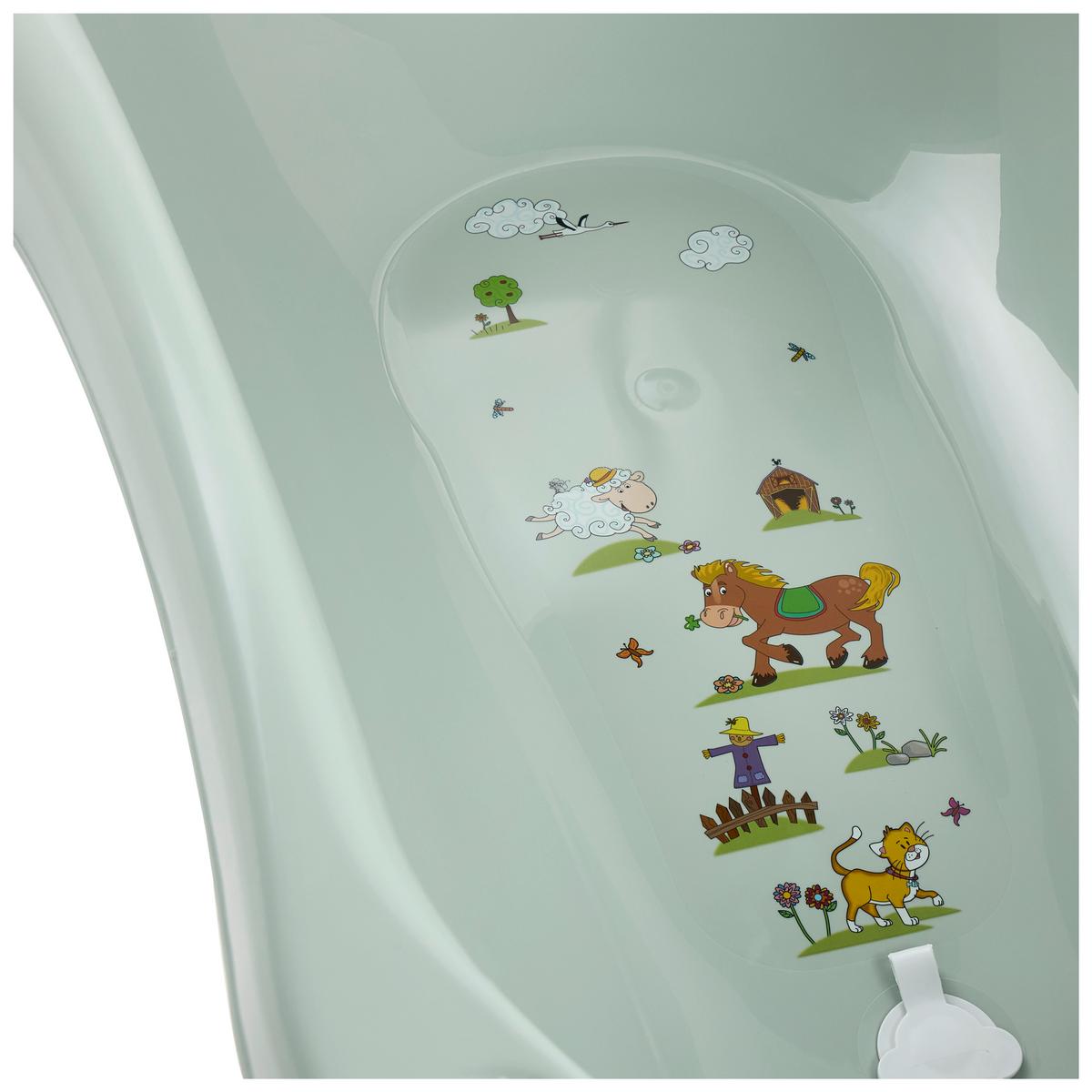 Babybadewanne 'Funny Farm' salbeigrün - Salbeigrün, MODERN, Kunststoff (84/49/29cm)