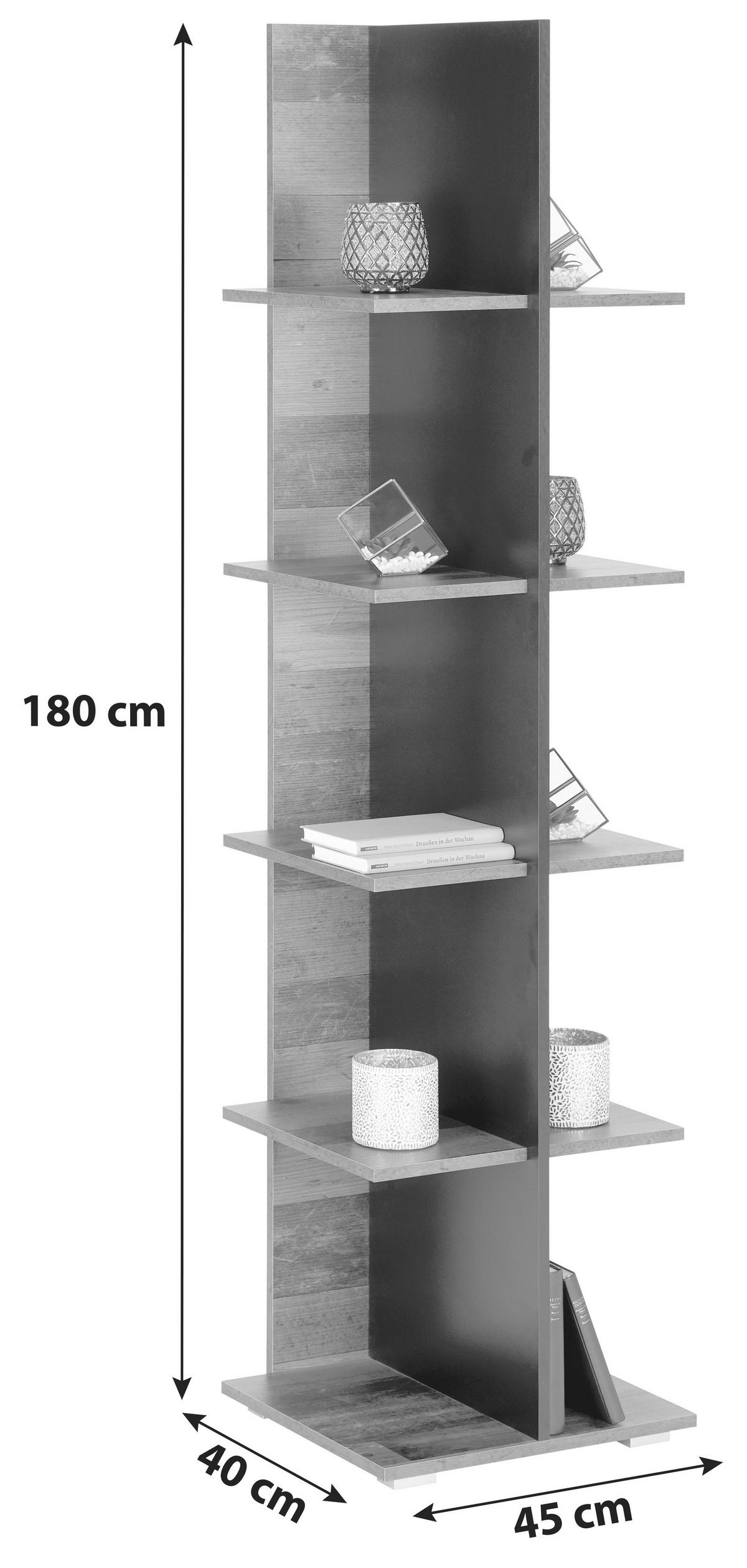 Regal Johnny B: 45 cm Eiche Dekor/Grau - Eichefarben/Grau, MODERN, Holzwerkstoff (45/179,6/40cm)