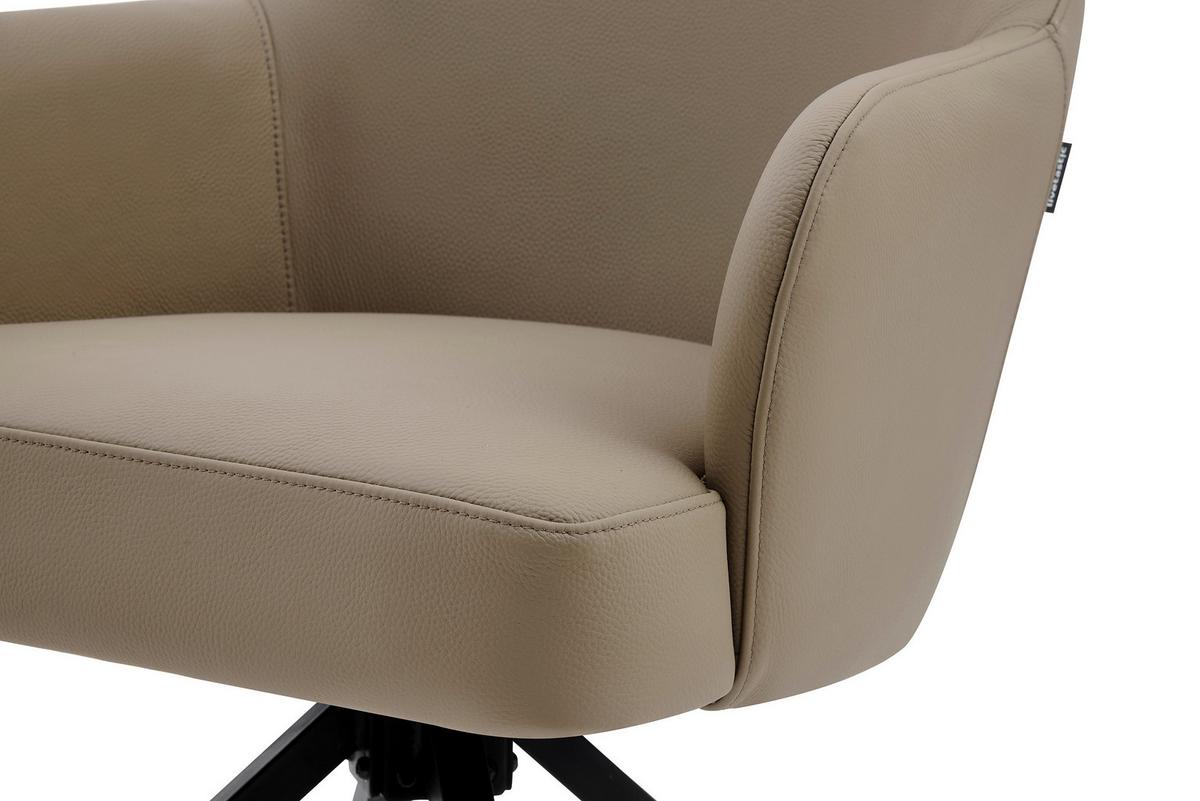 Armlehnstuhl Janette Schwarz/Taupe B: 57,5 cm - Taupe/Schwarz, MODERN, Leder/Holz (57,5/83,5/63cm) - Livetastic