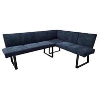 Eckbank gepolstert dunkelblau Tampa 202x160 cm - Schwarz/Dunkelblau, MODERN, Textil/Metall (190/150cm) - Livetastic