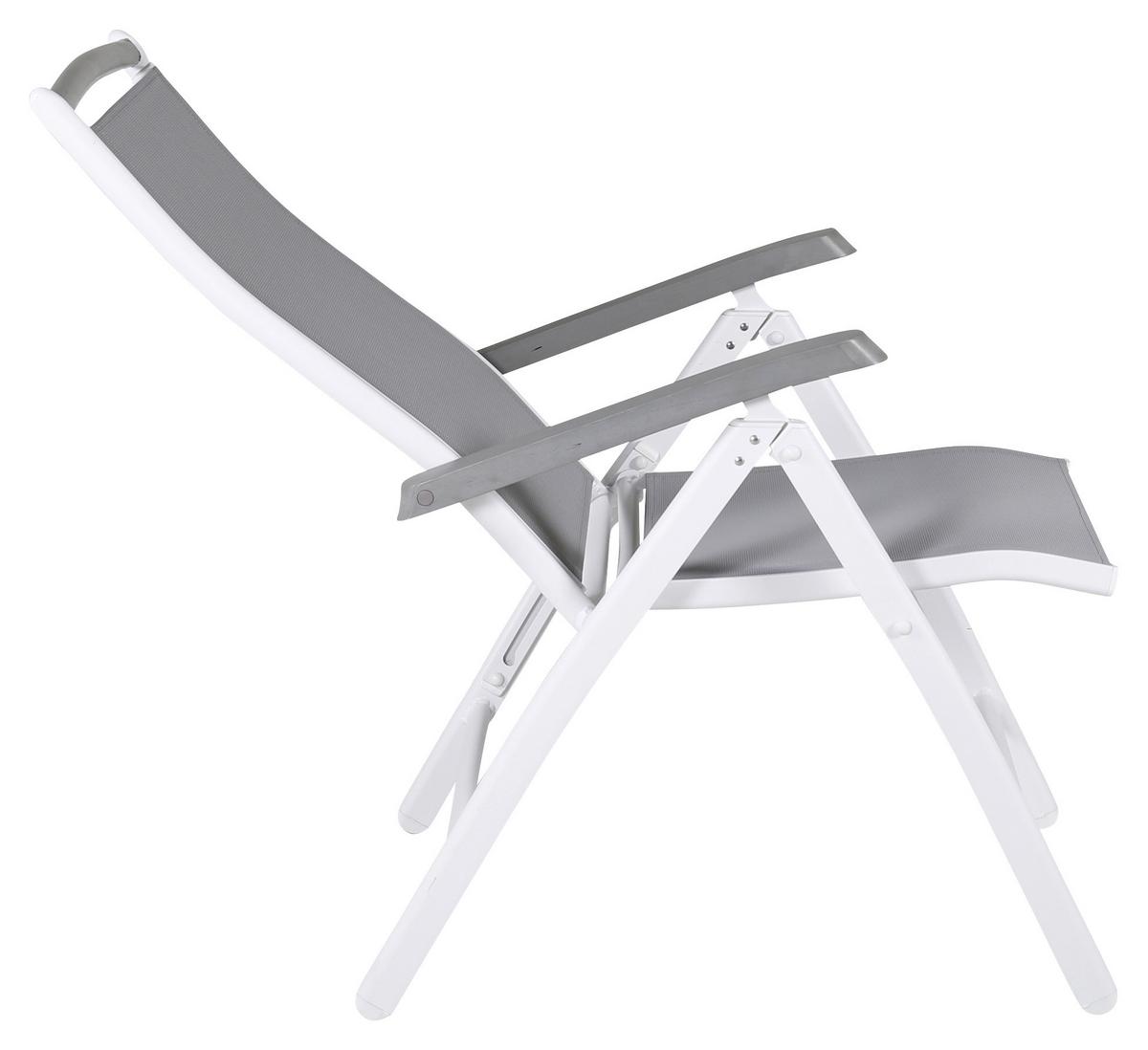 Gartensessel-set 2-tlg. Klappbar Albany Metall - Weiß/Grau, KONVENTIONELL, Metall (60/110/60cm) - Gardenson