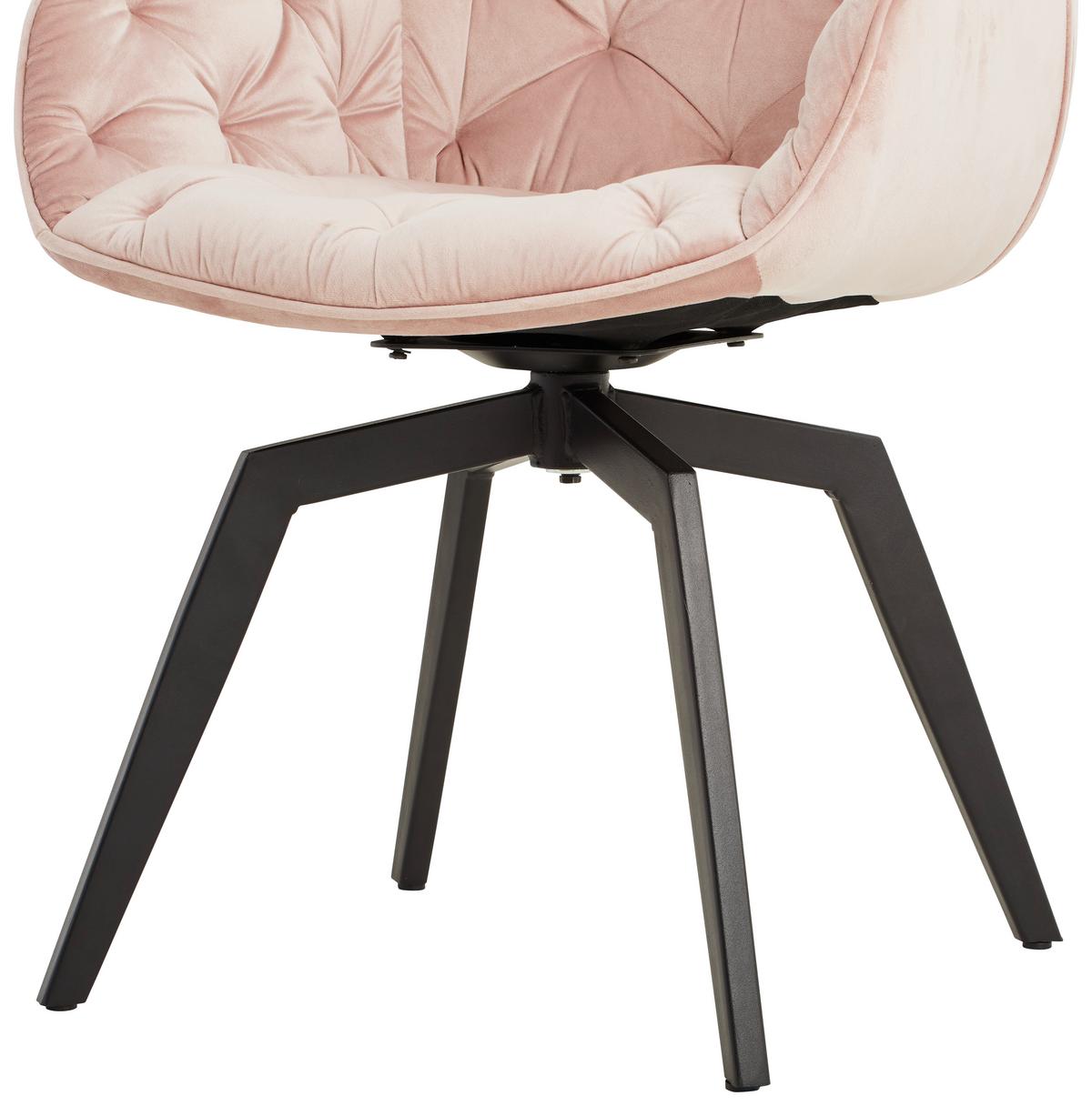 Armlehnstuhl Avegno Rosa mit drehbare Sitzfläche - Schwarz/Rosa, MODERN, Holz/Textil (58/83/63cm) - Livetastic