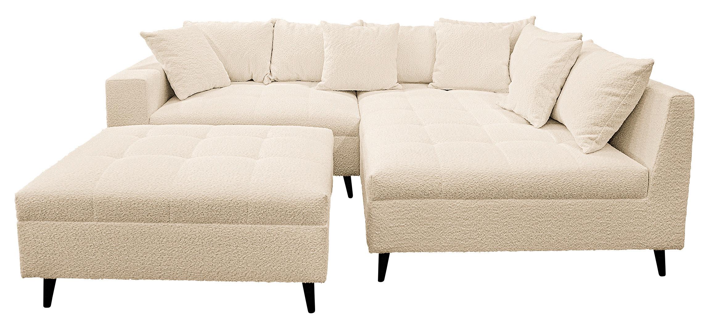 Ecksofa Pruno, Beige S: 247x174 Cm - Beige/Schwarz, Design, Textil (247/174cm) - MID.YOU