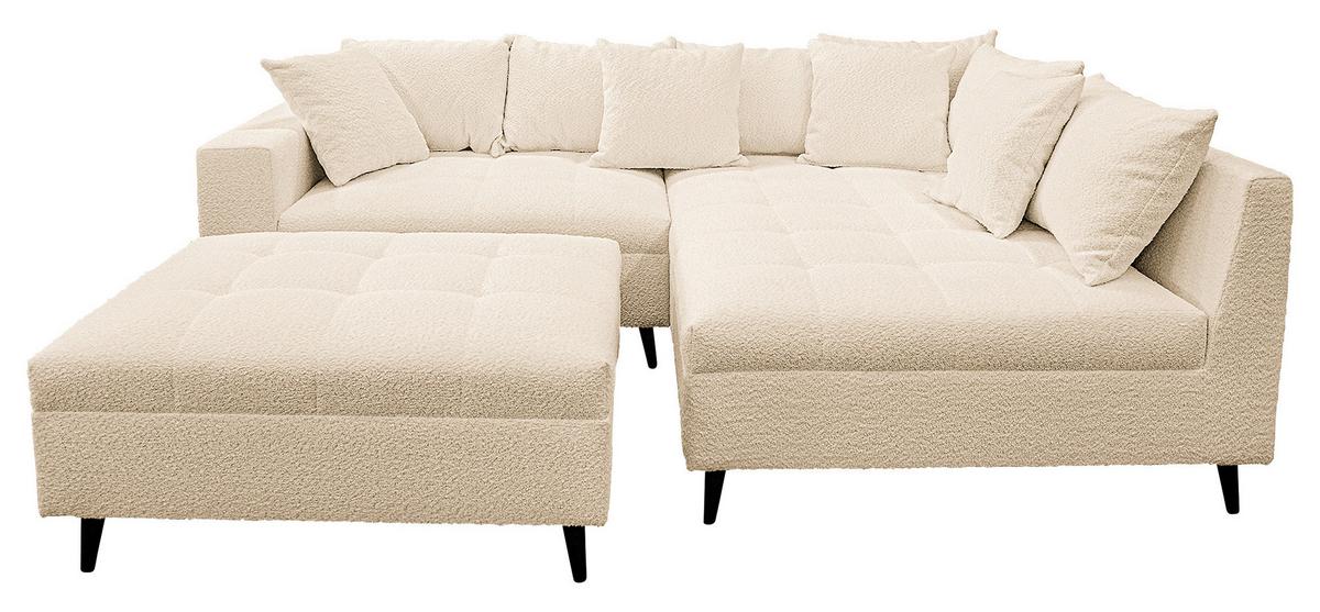 Ecksofa Pruno, Beige S: 247x174 Cm - Beige/Schwarz, Design, Textil (247/174cm) - MID.YOU