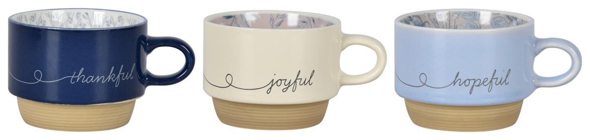 Kaffeebecher Nora - Beige/Dunkelblau, ROMANTIK / LANDHAUS, Keramik (8.5/6cm) - Luca Bessoni