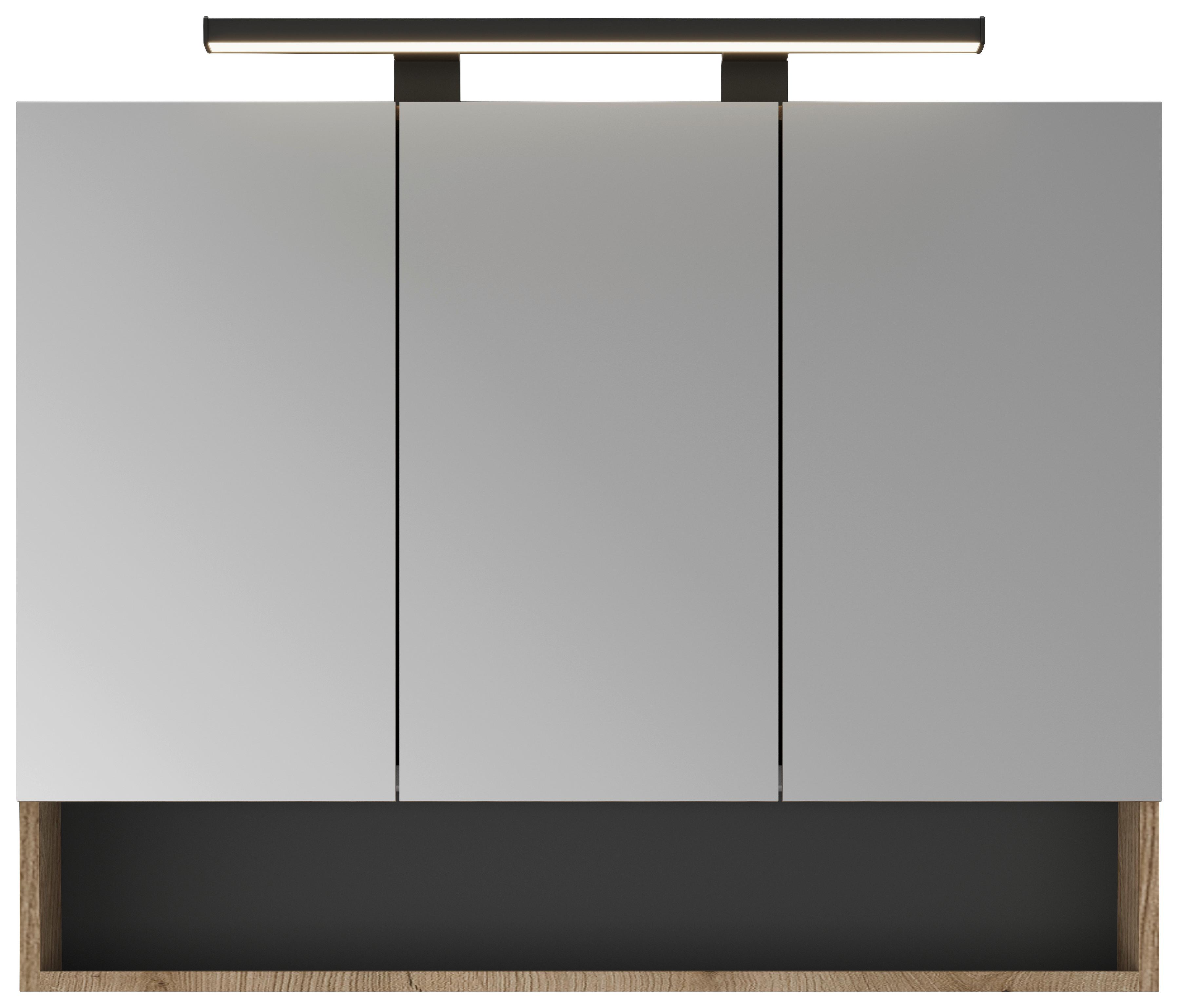 Spiegelschrank Fino, Evoke, B: 90cm - Beigebraun, KONVENTIONELL, Glas/Holz (90/70/20cm)