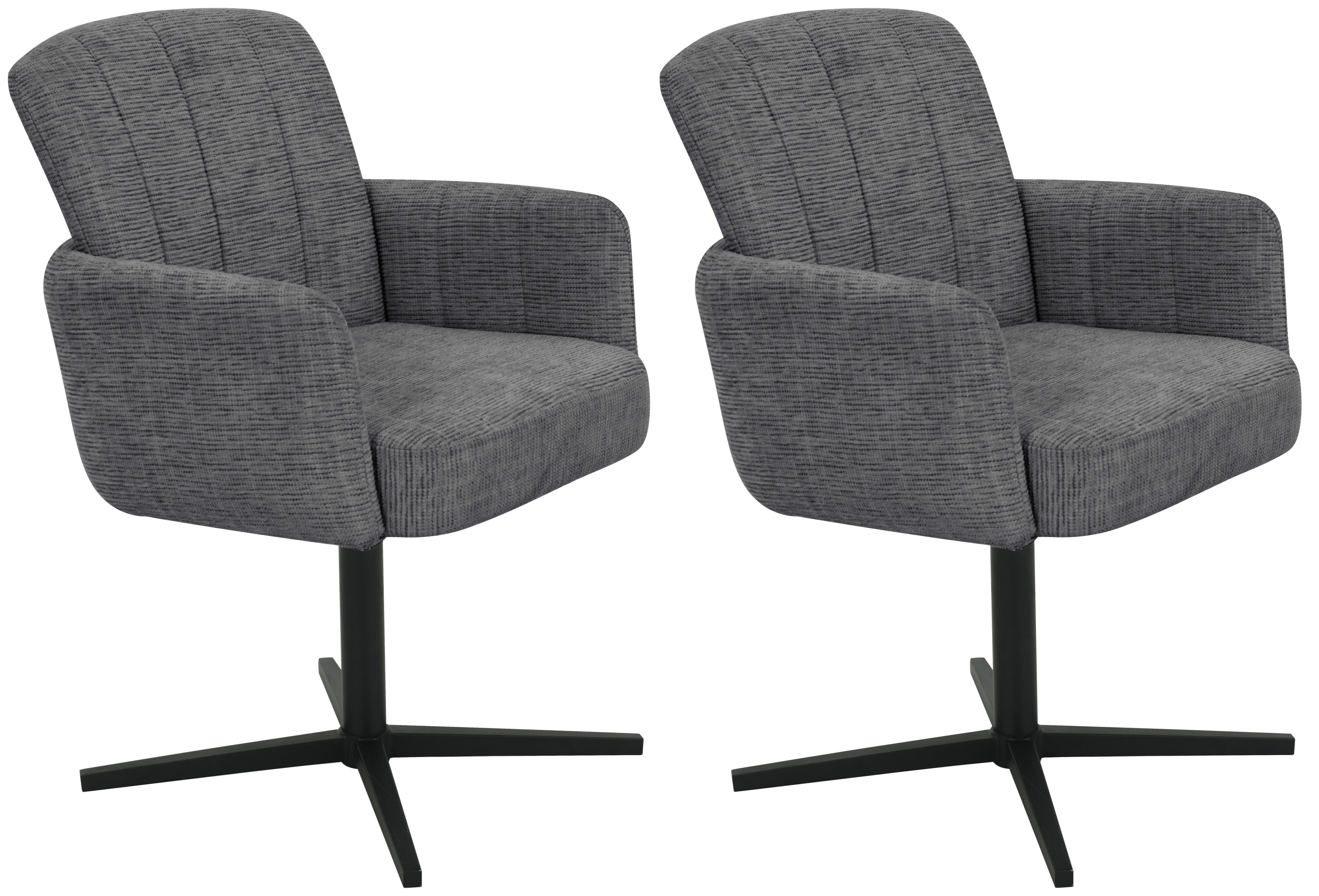 Armlehnstuhl Allison Leinenoptik Grau, B: 58 cm - Dunkelgrau/Schwarz, LIFESTYLE, Holz/Textil (58/86/64cm) - Livetastic